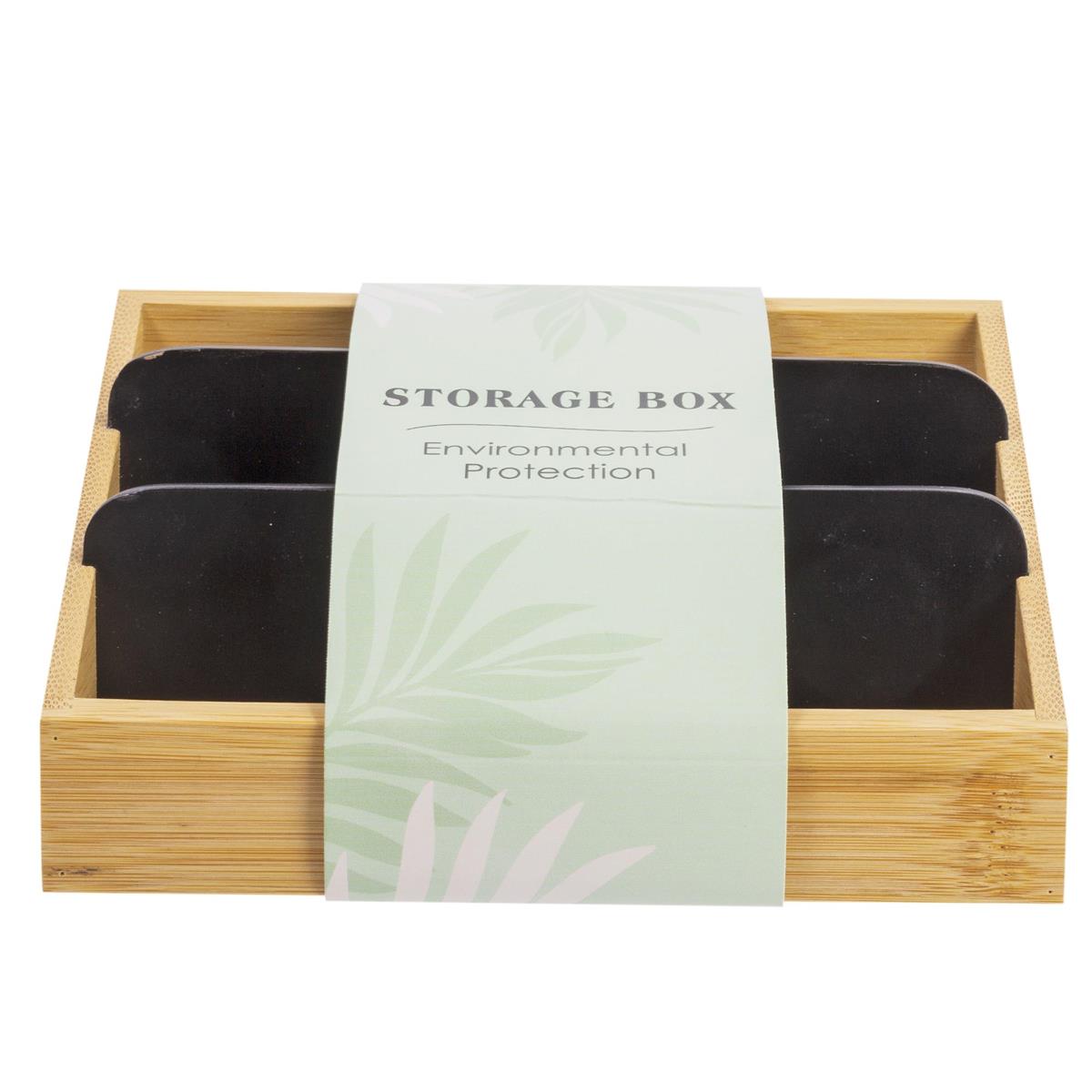 Bodico Bamboo Organizer with Black Compartments 7x5.5x3.5in