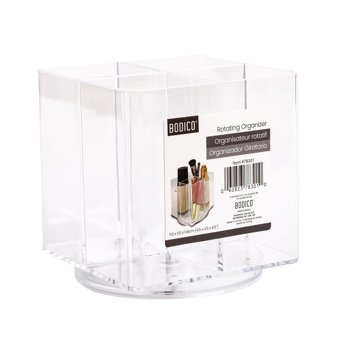 Bodico Clear Plastic Rotating Organizer 4.7x4.7x4.7in