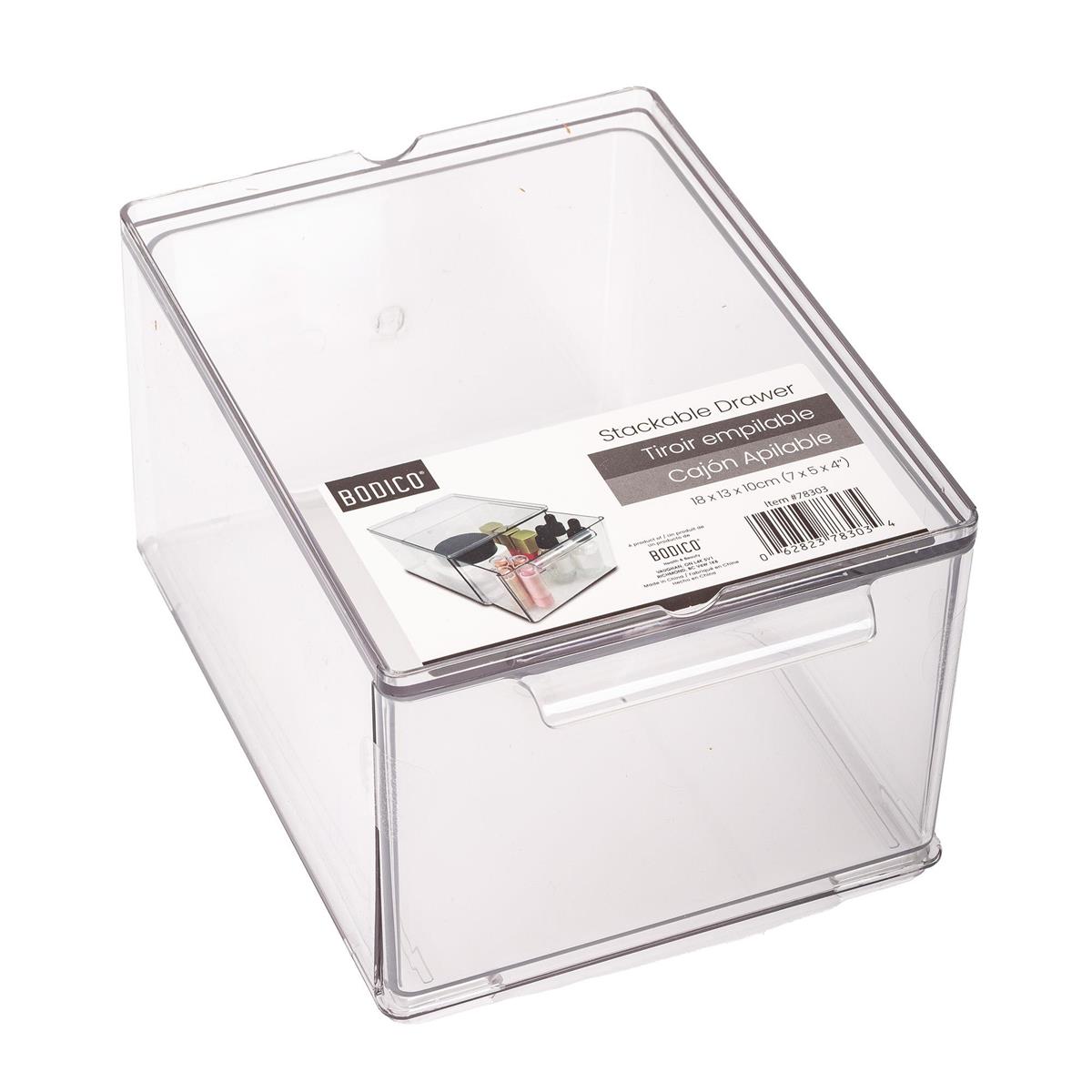 Bodico Clear Plastic Stackable Drawer 7x5x4in