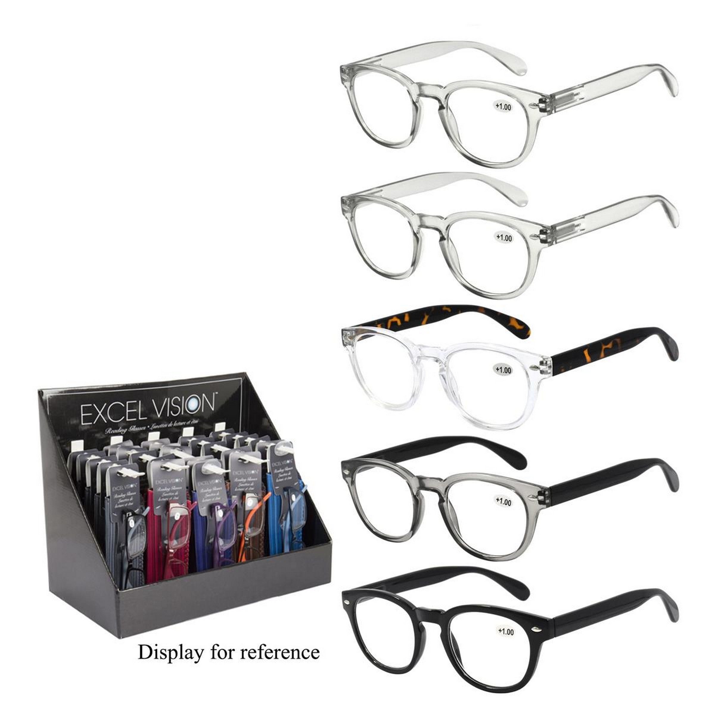 Excel Vision Round Reading Glasses with Spring Hinge  VRT 