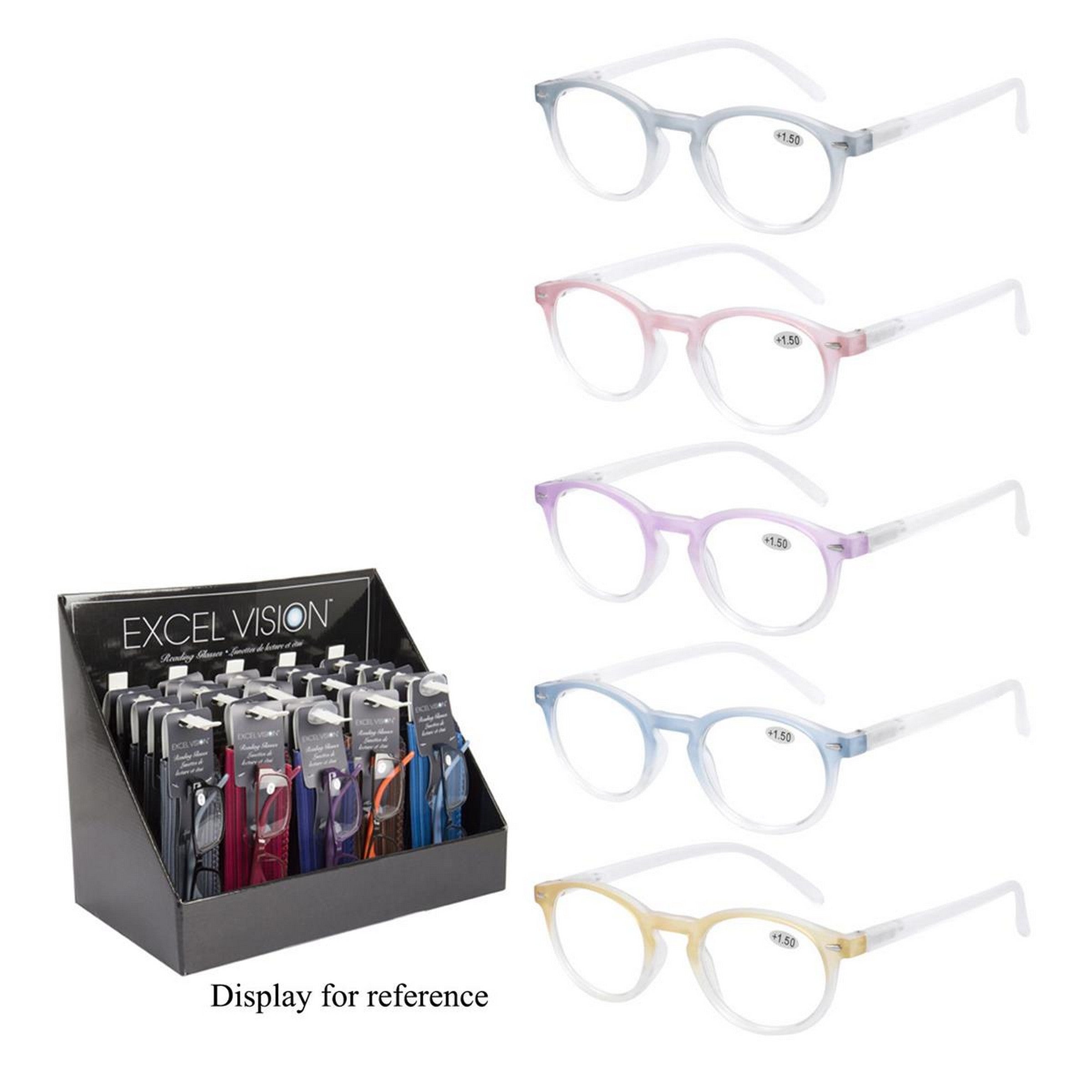 Excel Vision Semi-frosted Reading Glasses with Spring Hinge  VRT 