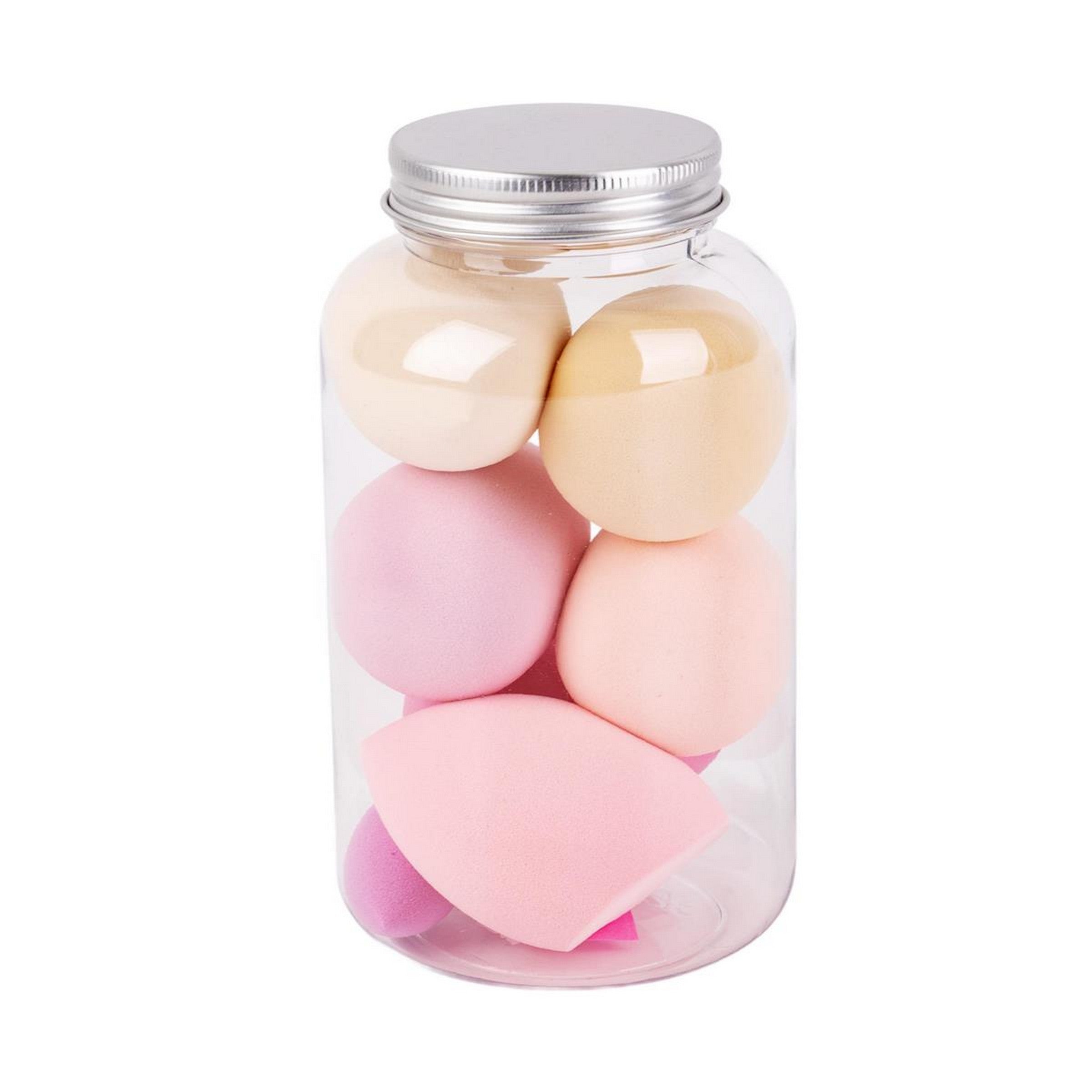 Bodico 7 Beauty Sponges in Mason Jar - Differents Sizes Sponges 6.5in Jar