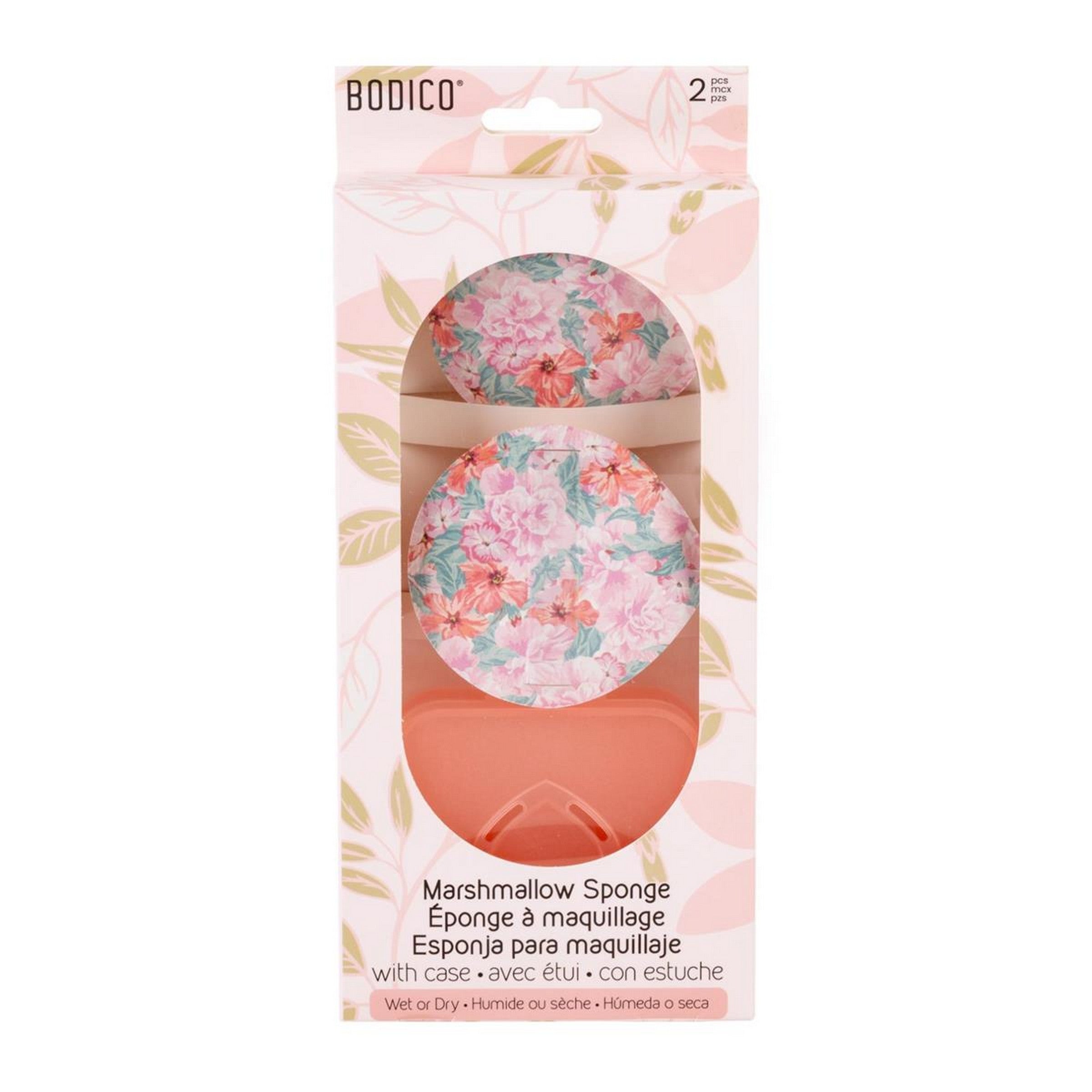 Bodico 2 Marshmallow Beauty Sponges with Travel Case 2.5x3in case