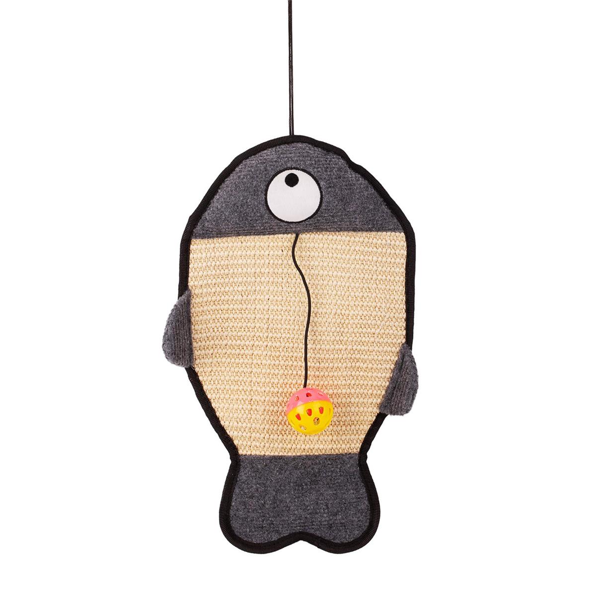 Paws - Cat Toy - Scratching Pad with Dangling Ball - Fish 15.5x8.5in