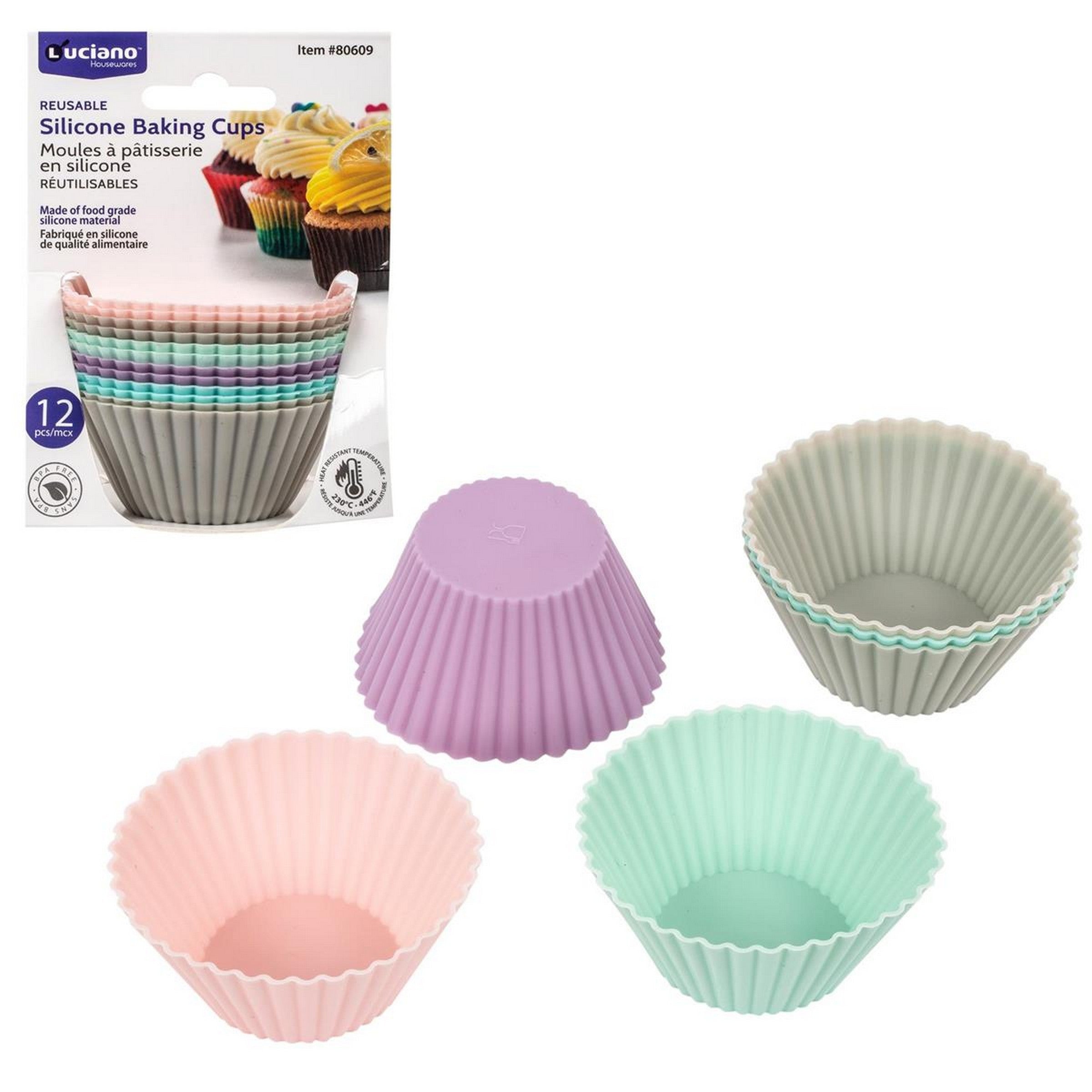 Luciano 12 Reusable Silicone Baking Cups 2.5in