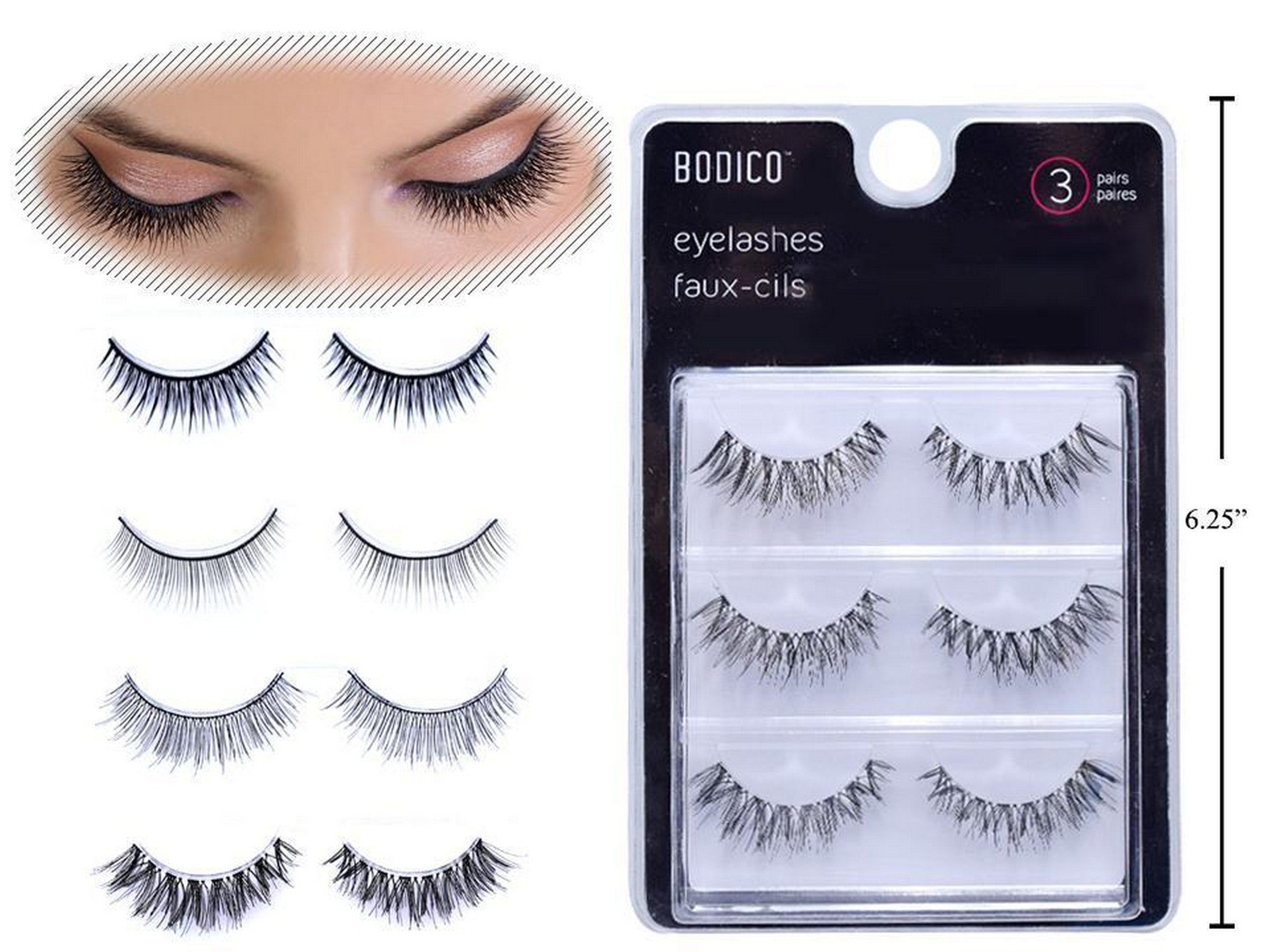 Bodico 100% Synthetic Eyelashes 3 Pairs