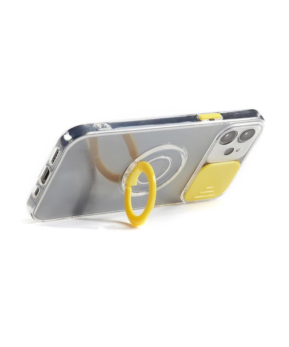 iPhone 12 Case - TPU with Ring Stand - White, Yellow, Blue, Black, Lilac or Turquoise 6.2x3x0.3in