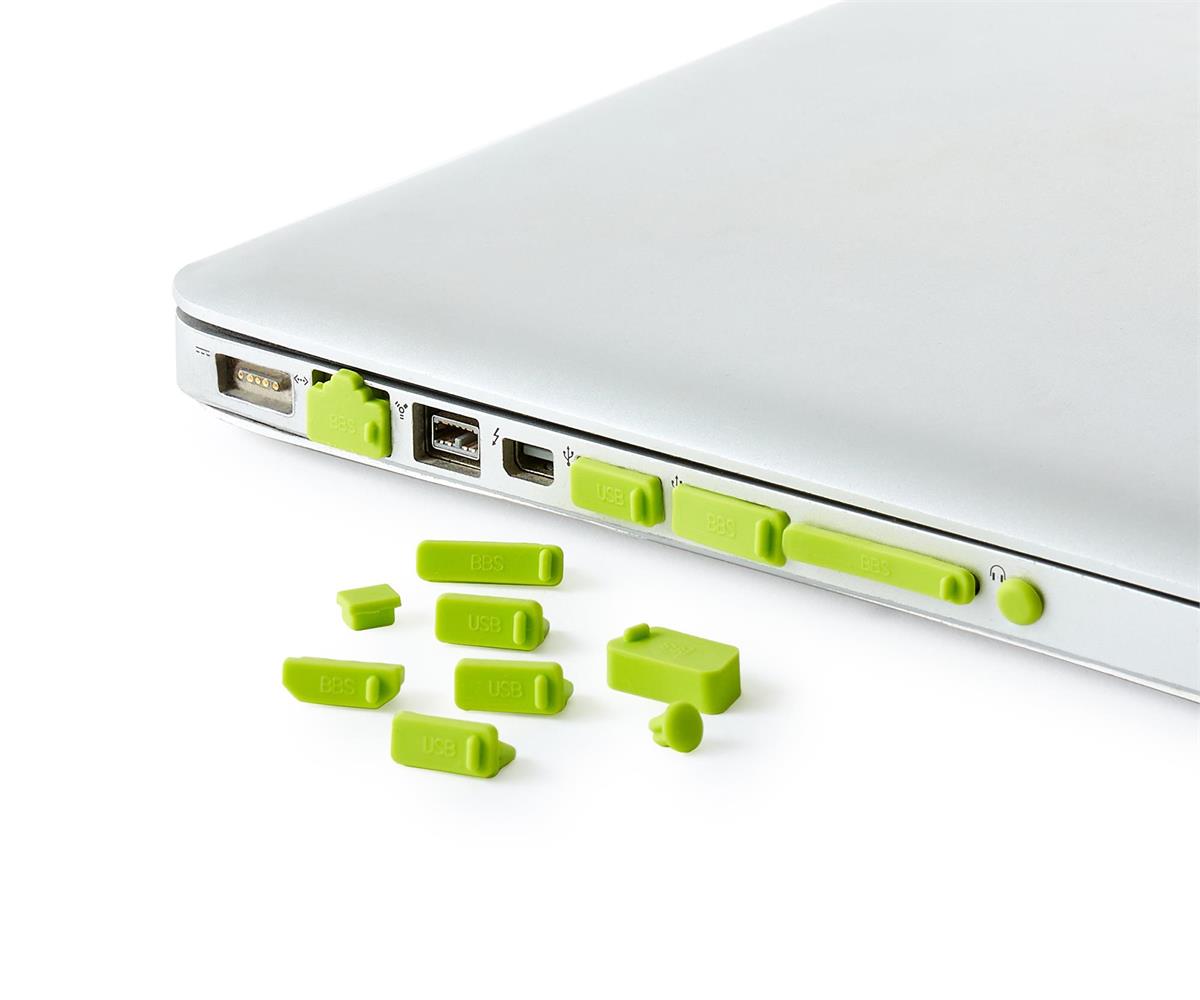 13 Anti-dust Plug Set - Silicone Laptop - Yellow, Black or Lime