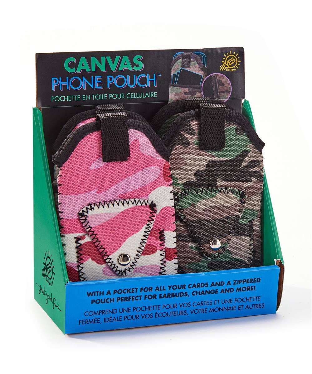 Cell Phone Pouch - Canvas with 2 Pockets 0.5x3x5.5in