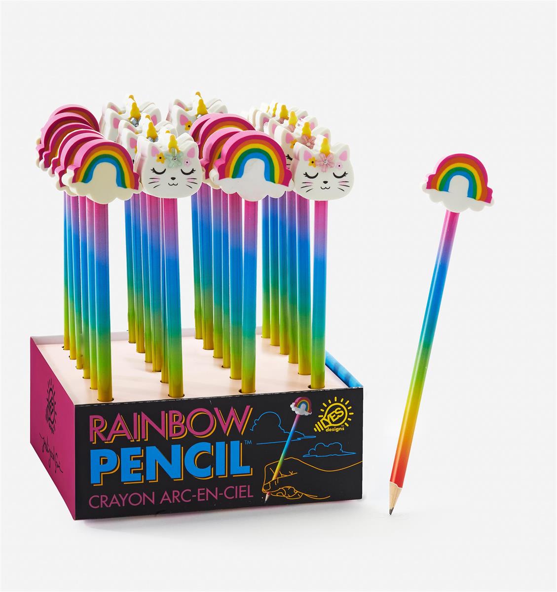 Pencil - Rainbow with Eraser 7.7in
