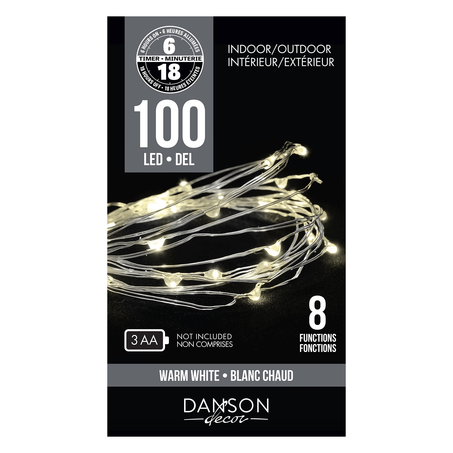 Christmas 100 Microdot Led Lights with Timer Warm White 8 Functions Indoor/Outdoor