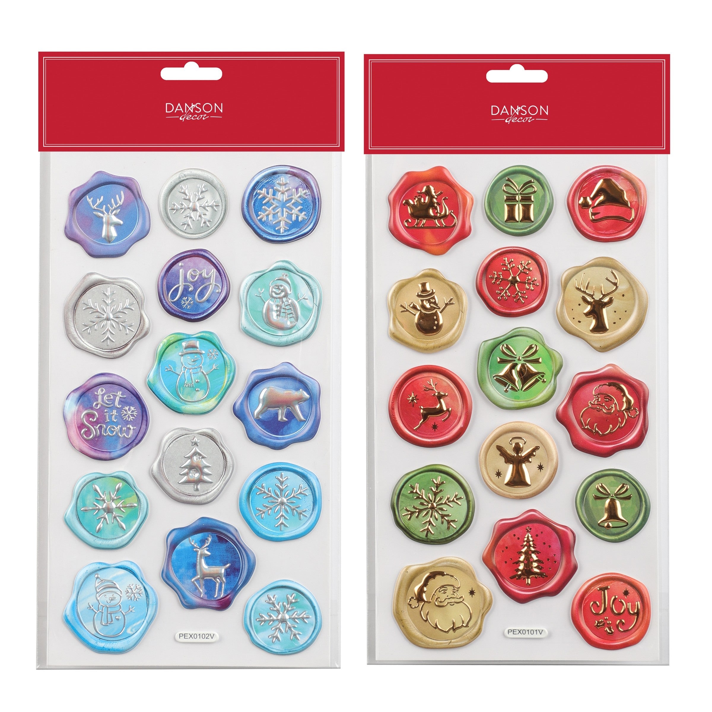 Christmas 15 Pop-up Envelope Seal Stickers 8.2x4in sheet VRT