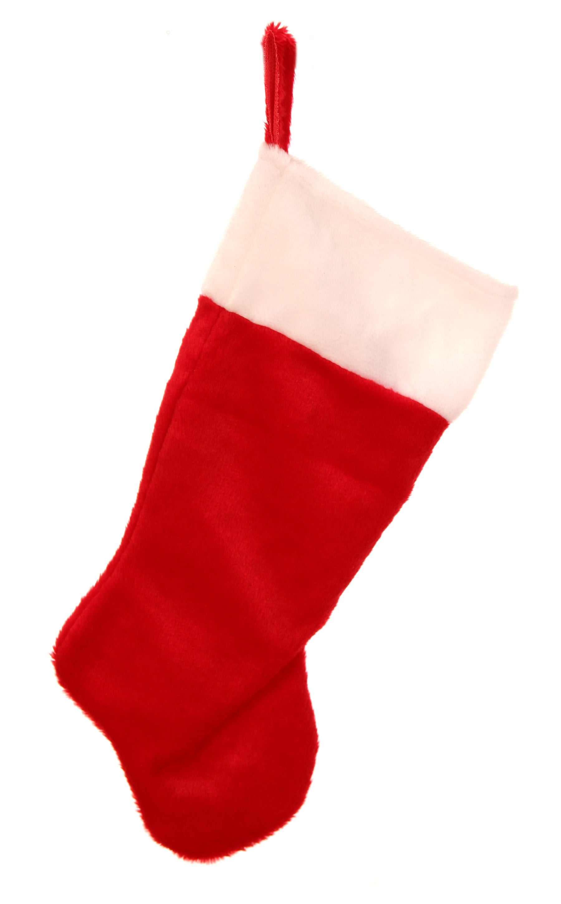 Christmas Red Plush Stocking with White Cuff 18in