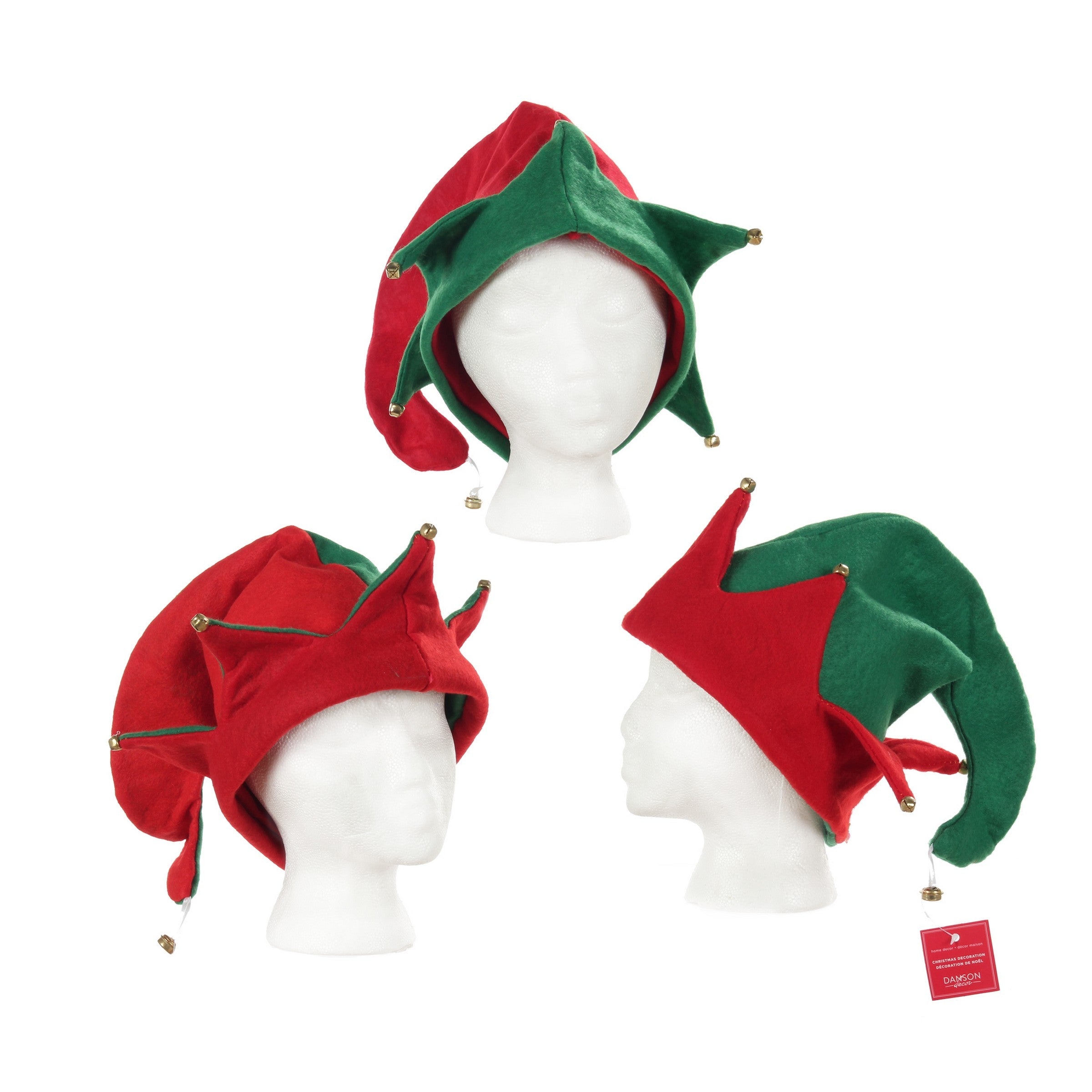 Christmas Red and Green Felt Elf Hat 17.5in VRT