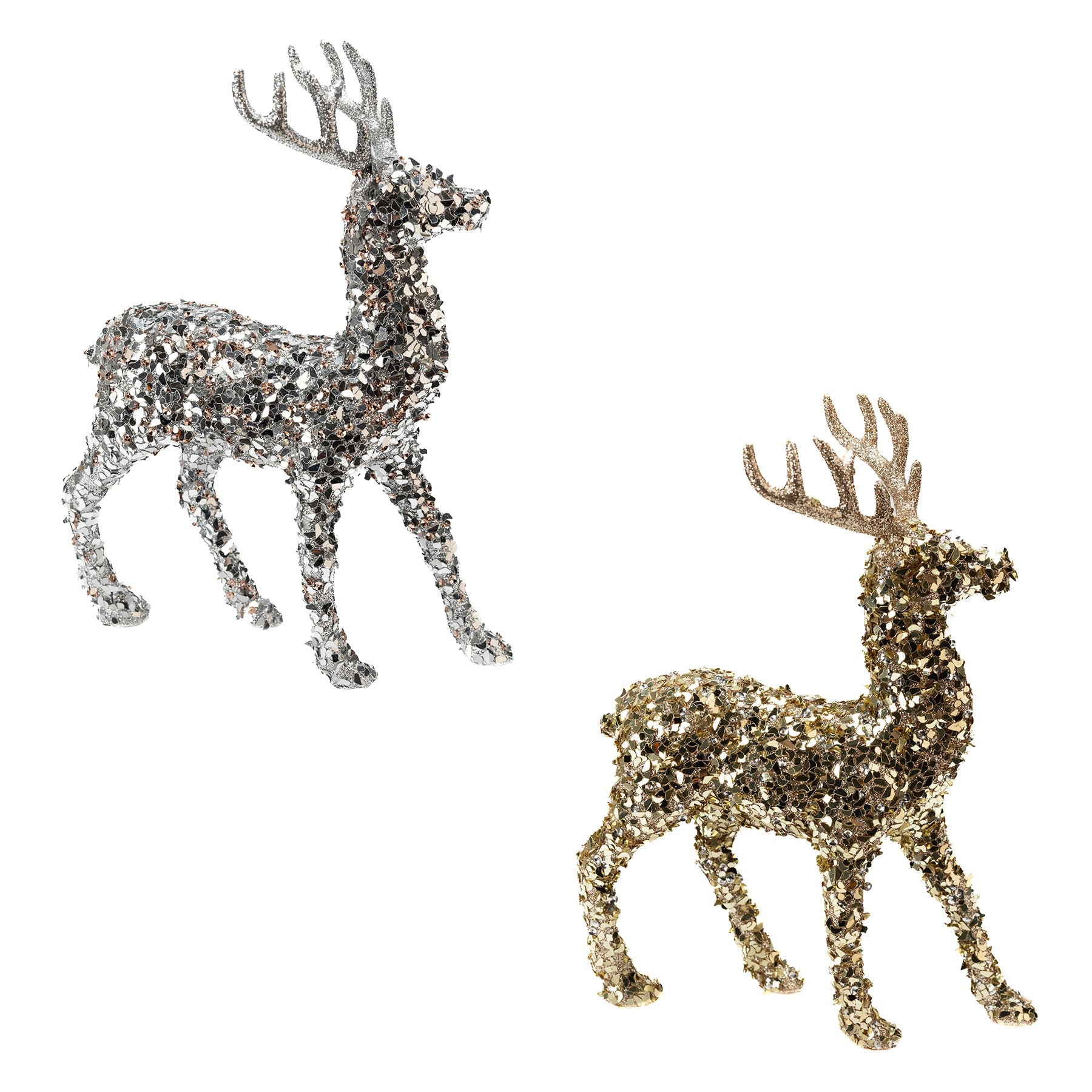 Christmas Foam Glittered Standing Reindeer Decor 11.8in VRT