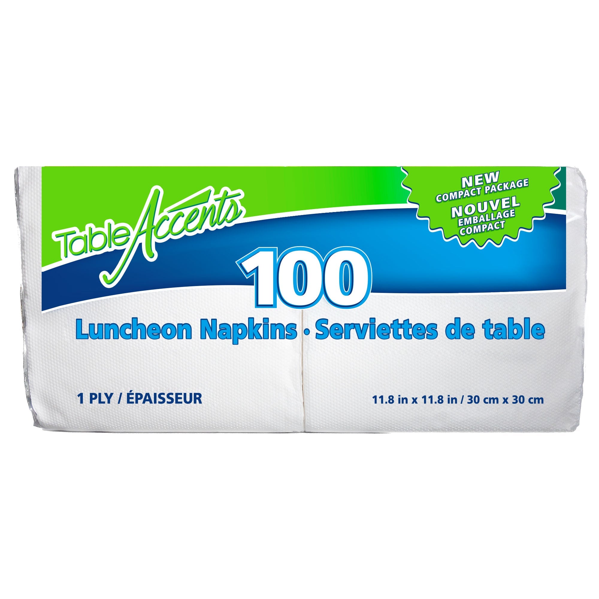Table Accents 100 White Luncheon Napkins - 1 Ply 11.8x11.8in 