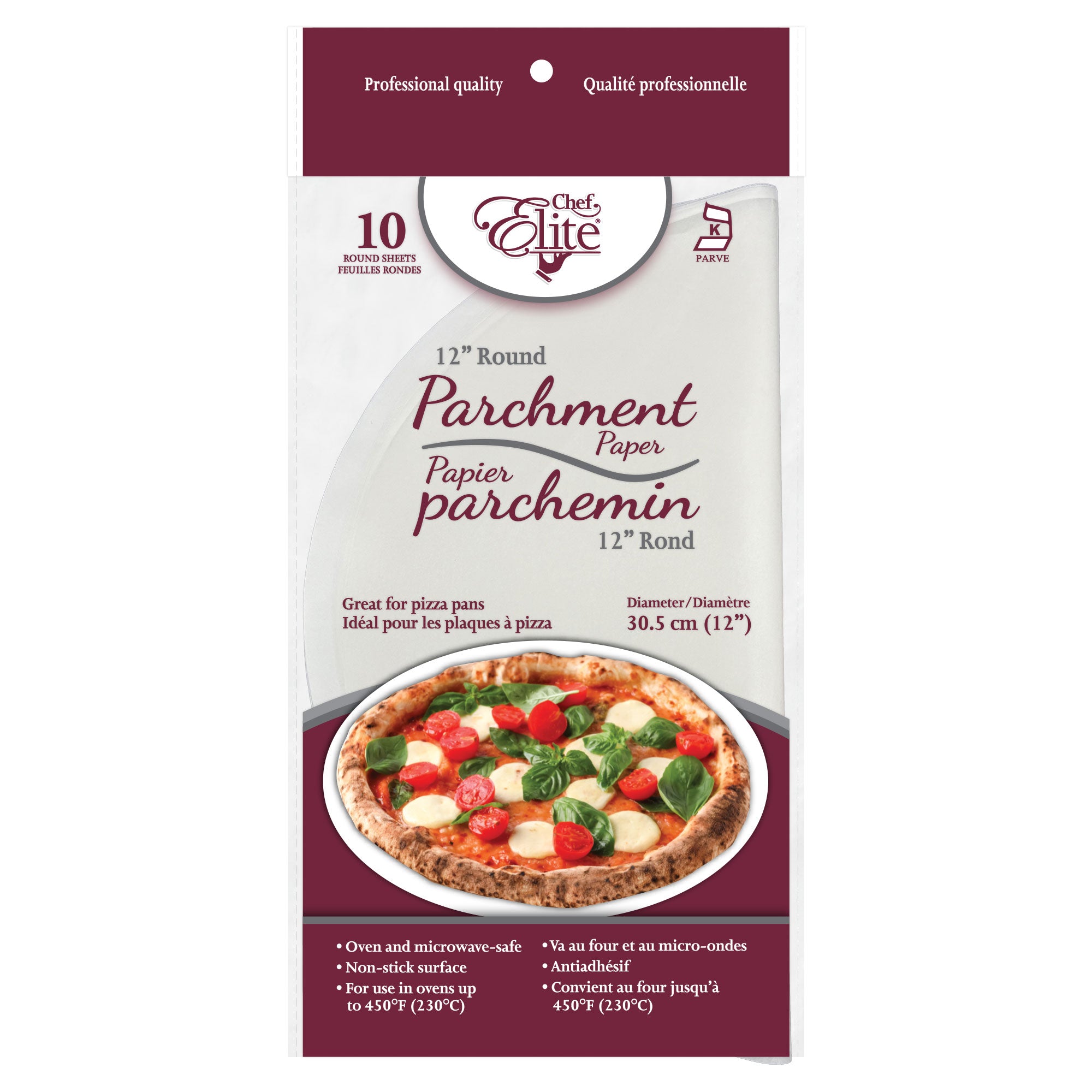 Chef Elite - Round Parchment Paper 12" diameter - 10Pk