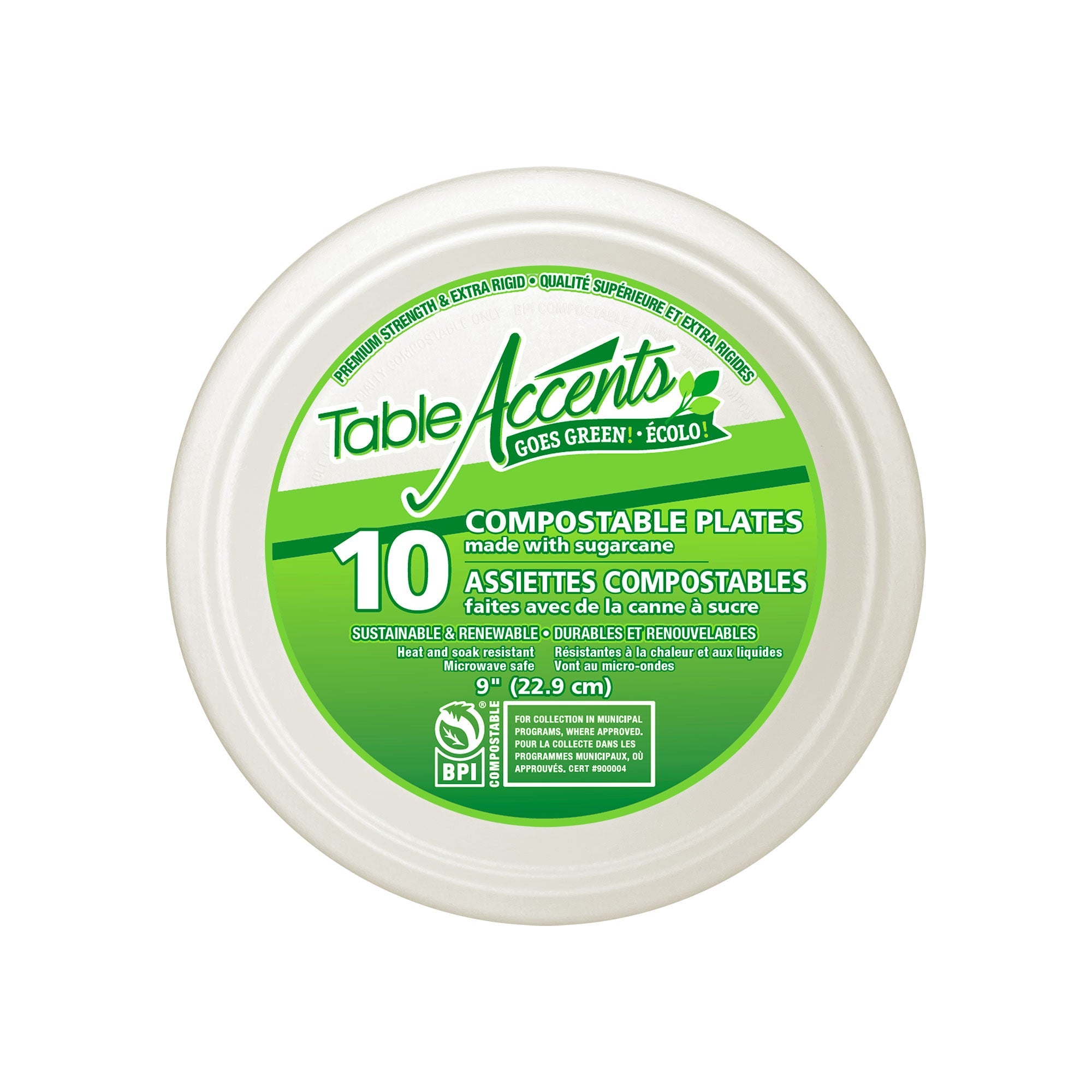 Table Accents 10 Round Compostable Plates - Made with Sugarcane 9in