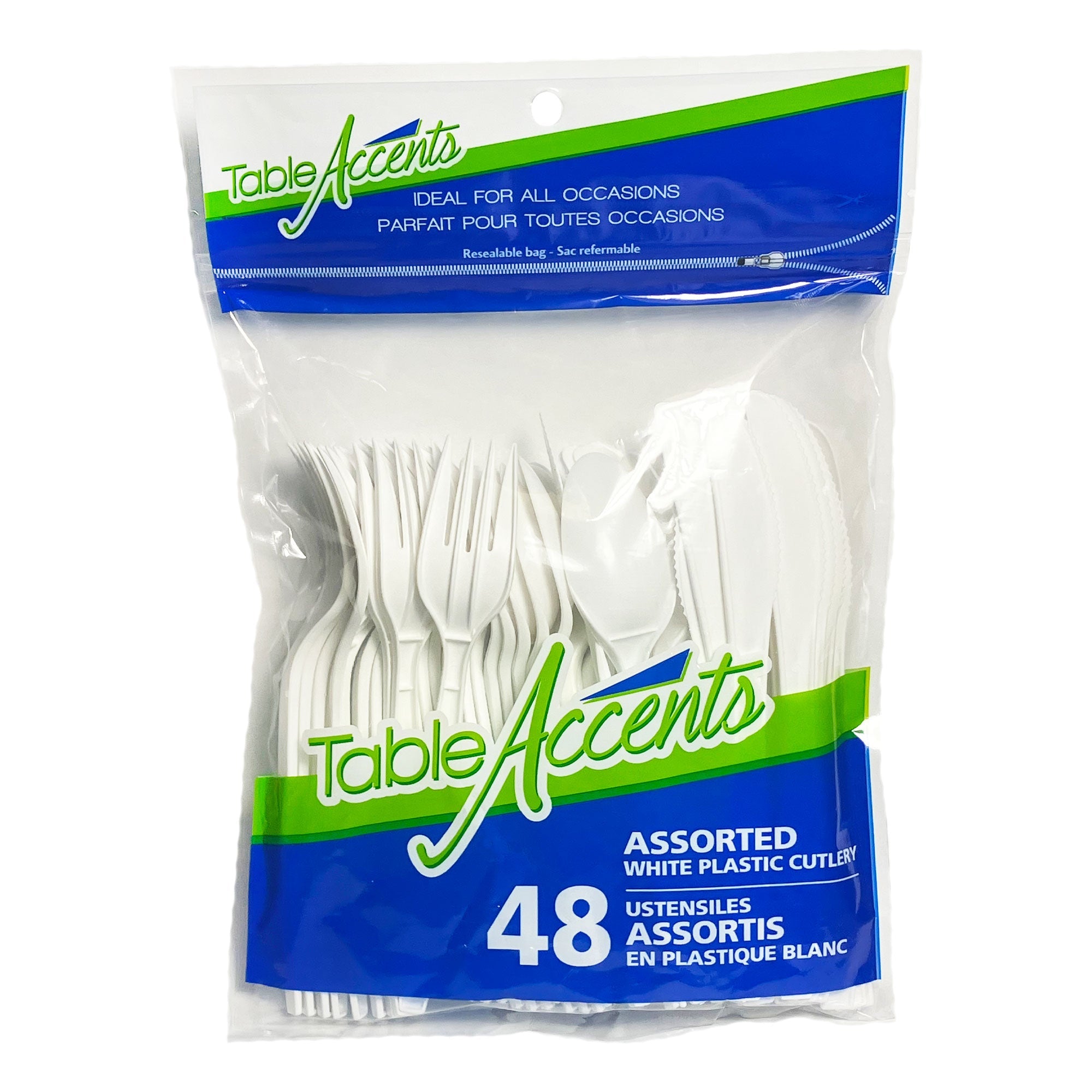 Table Accents 48pcs White Plastic Cutlery 