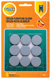 9 Round Self-adhesive Teflon Furniture Sliders 1.12in 