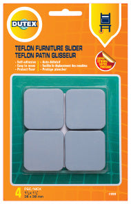 4 Square Self-adhesive Teflon Furniture Sliders 1.5in