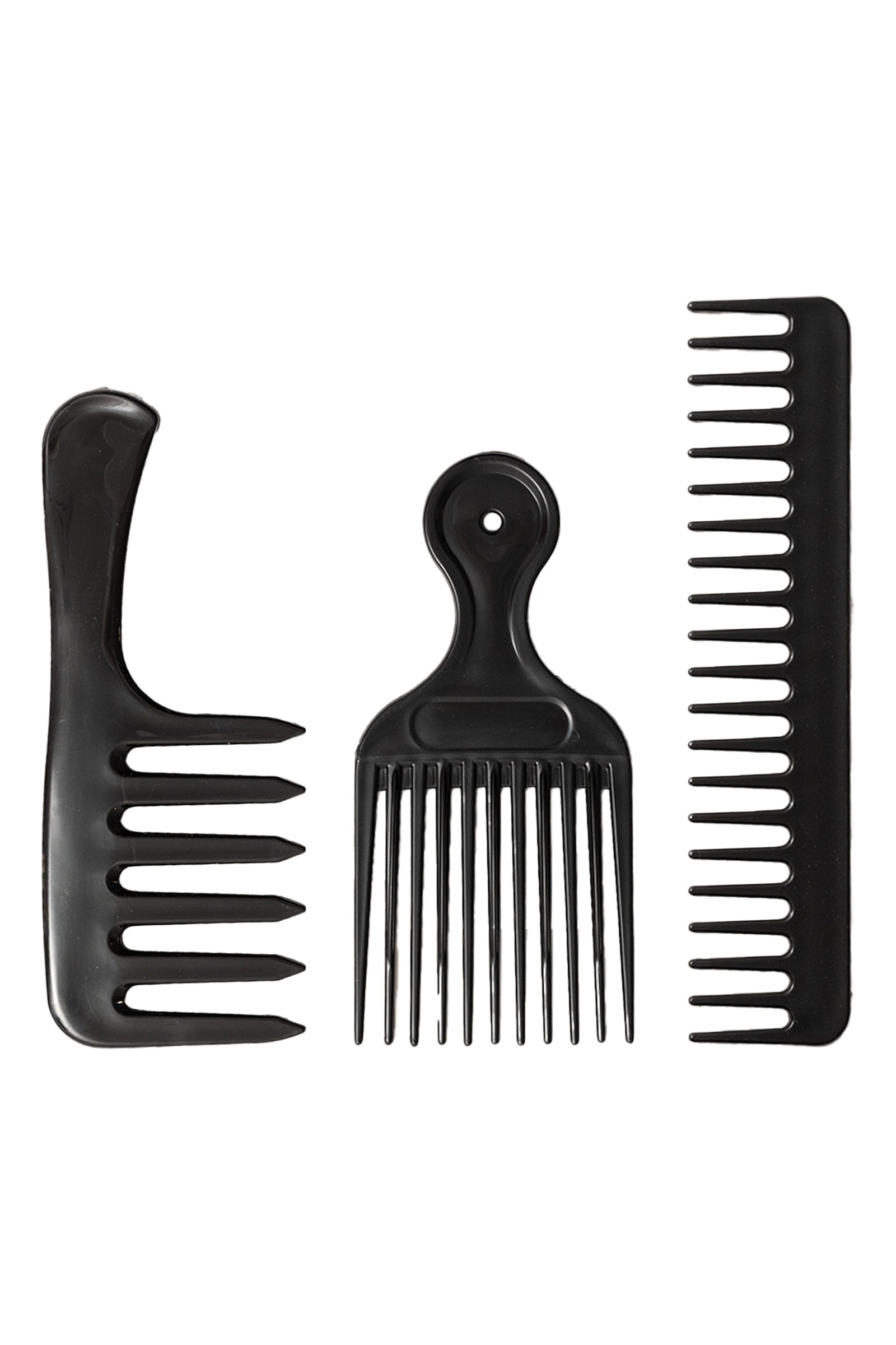 Day in Day Out 3 Black Plastic Combs 6.5in - 6in 