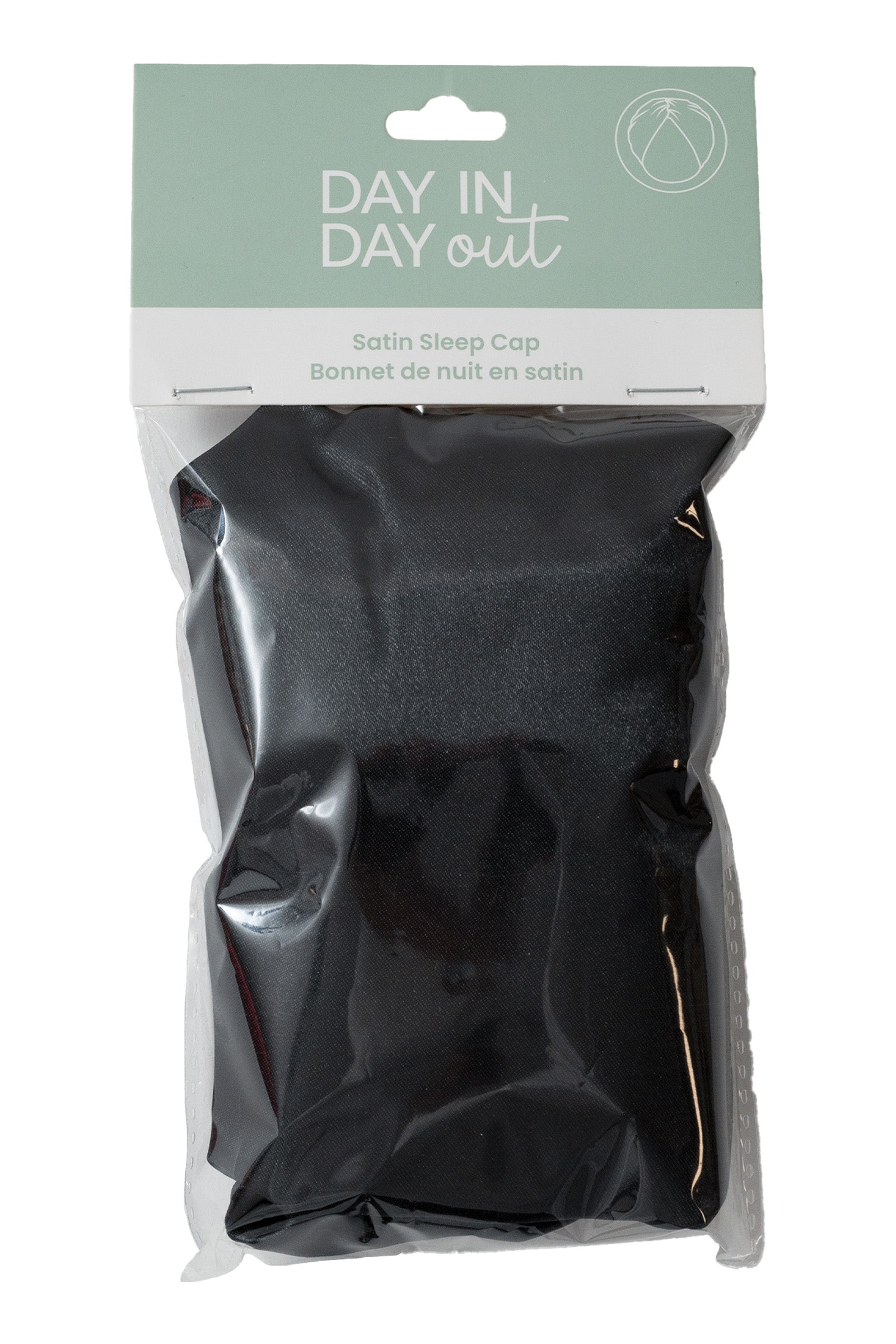 Day in Day Out Black Satin Sleep Cap - One Size
