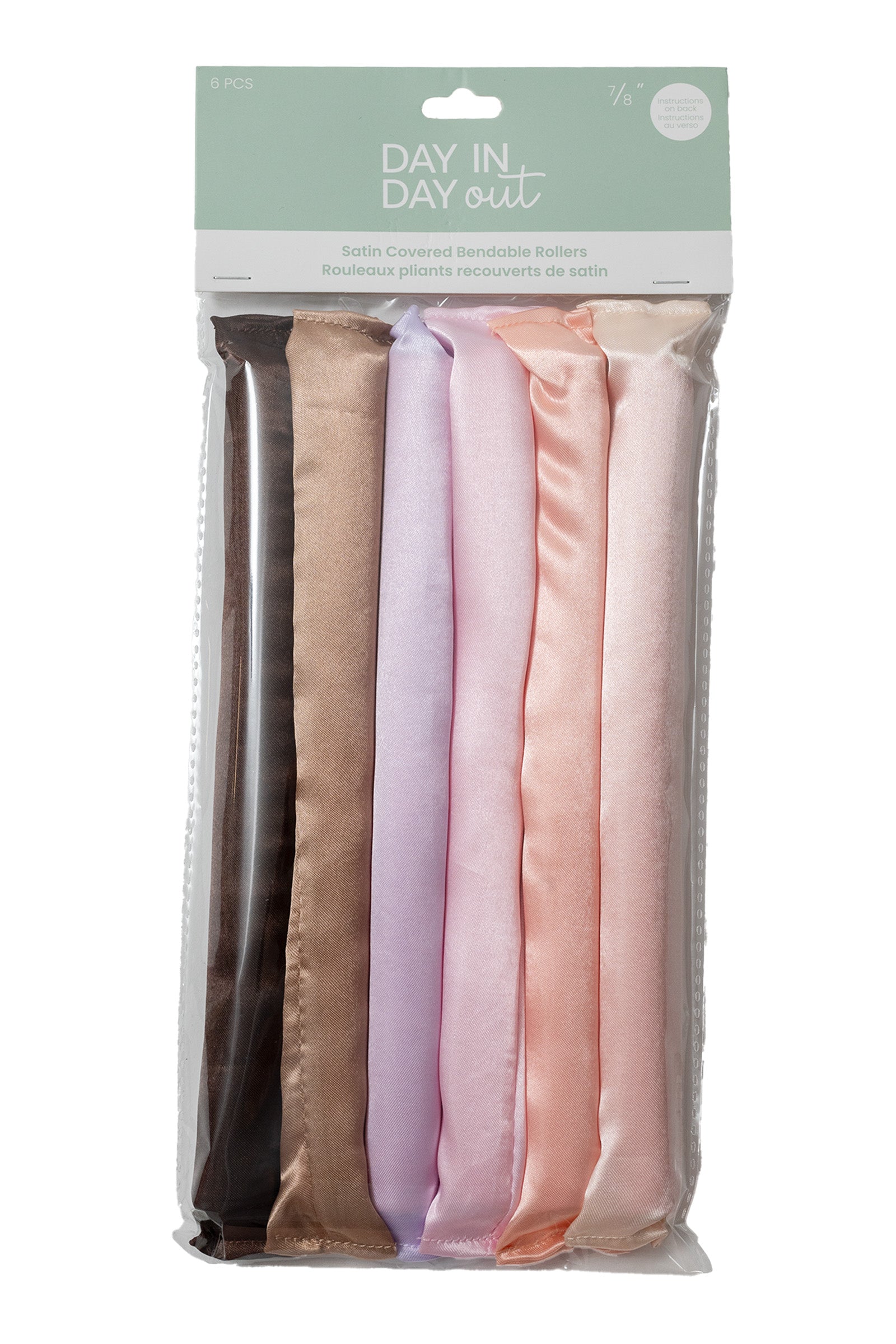 Day in Day Out 6 Satin Covered Bandable Rollers 0.8x8.25in