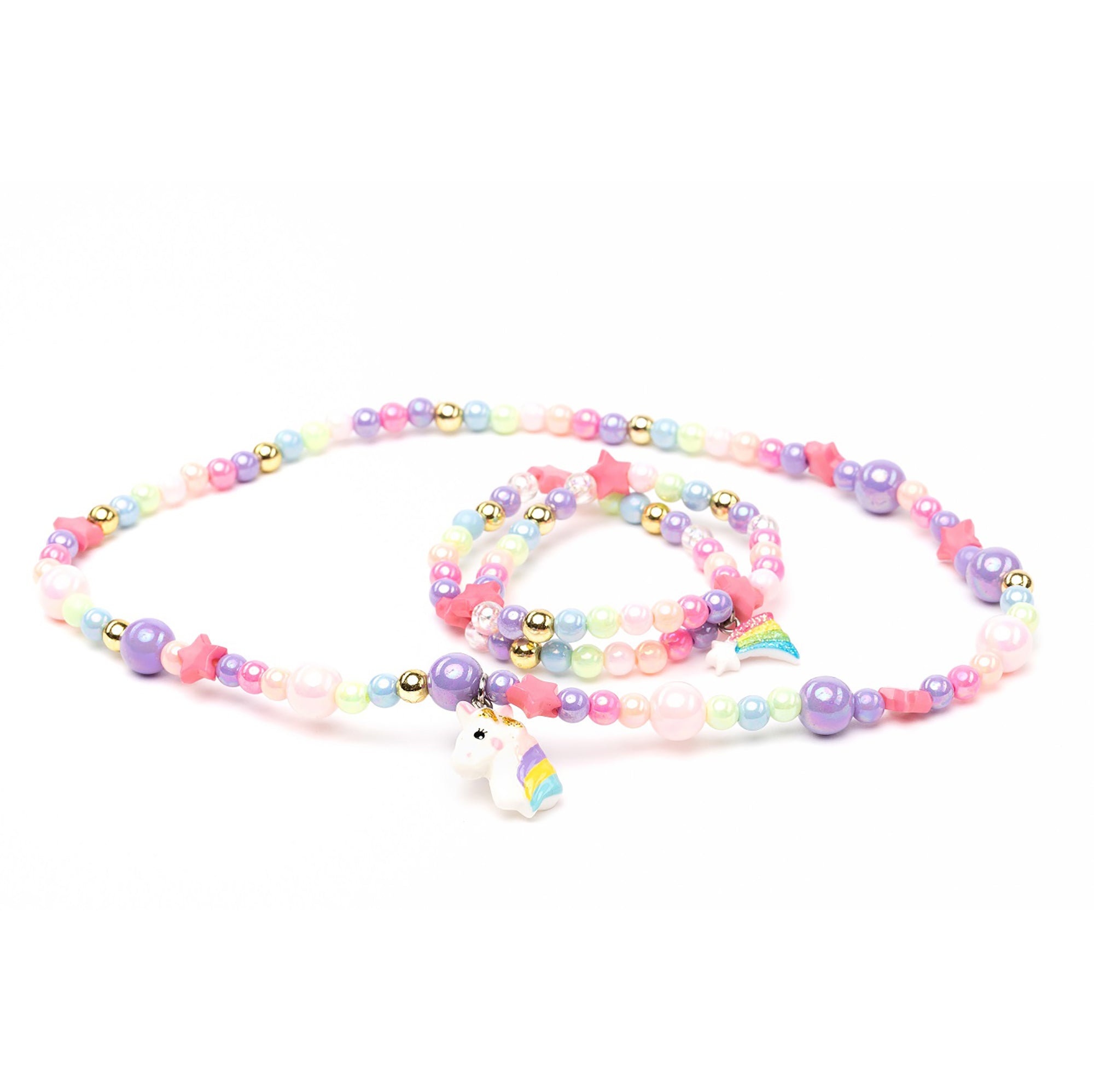 Kid's Jewelry 3pcs Cheerful Starry Unicorn Necklace and Bracelet Set