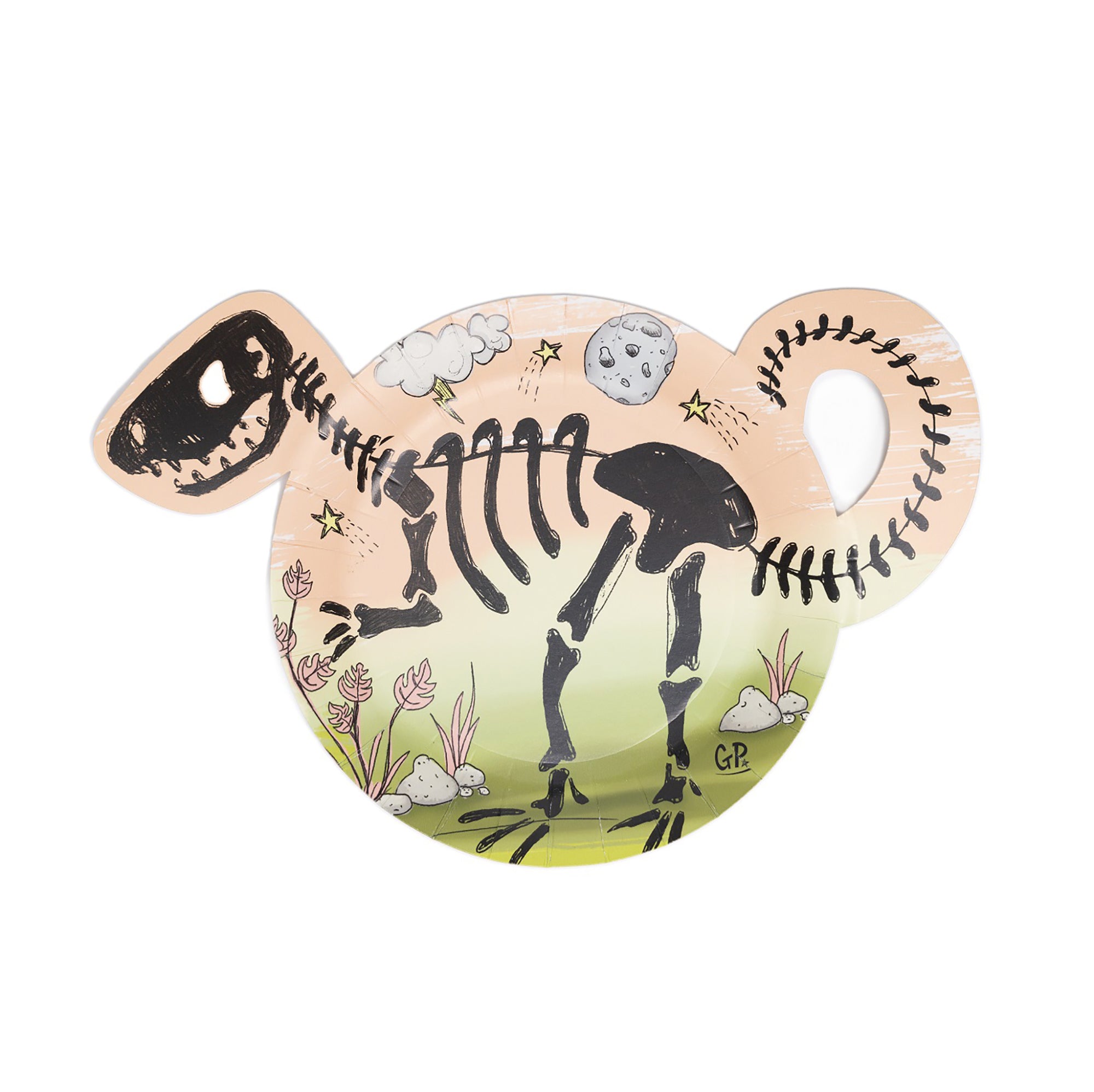 Dinosaur 8 Round Paper Plates with Head and Tail 7in