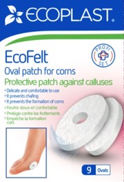 EcoPlast 9 Felt Oval Patchs for Corns 2.8x1.8cm 