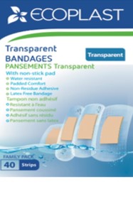 EcoPlast 40 Transparent Bandages 0.95x3.8cm to 2.5x7.6cm