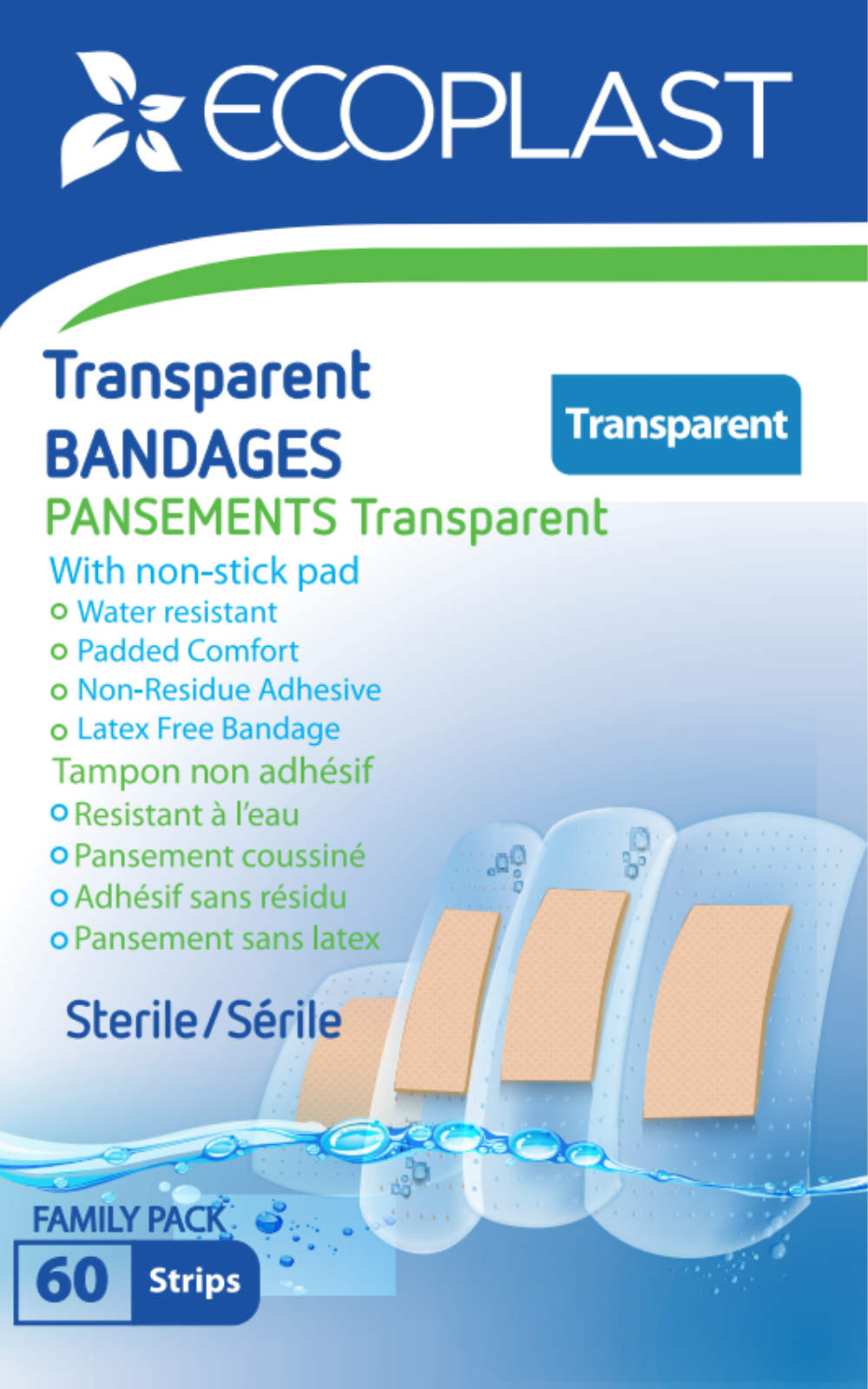 EcoPlast 60 Transparent Bandages 9.5x38mm to 19x38mm 