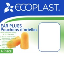 EcoPlast 4 Foam Ear Plugs with Plastic Protective Case 