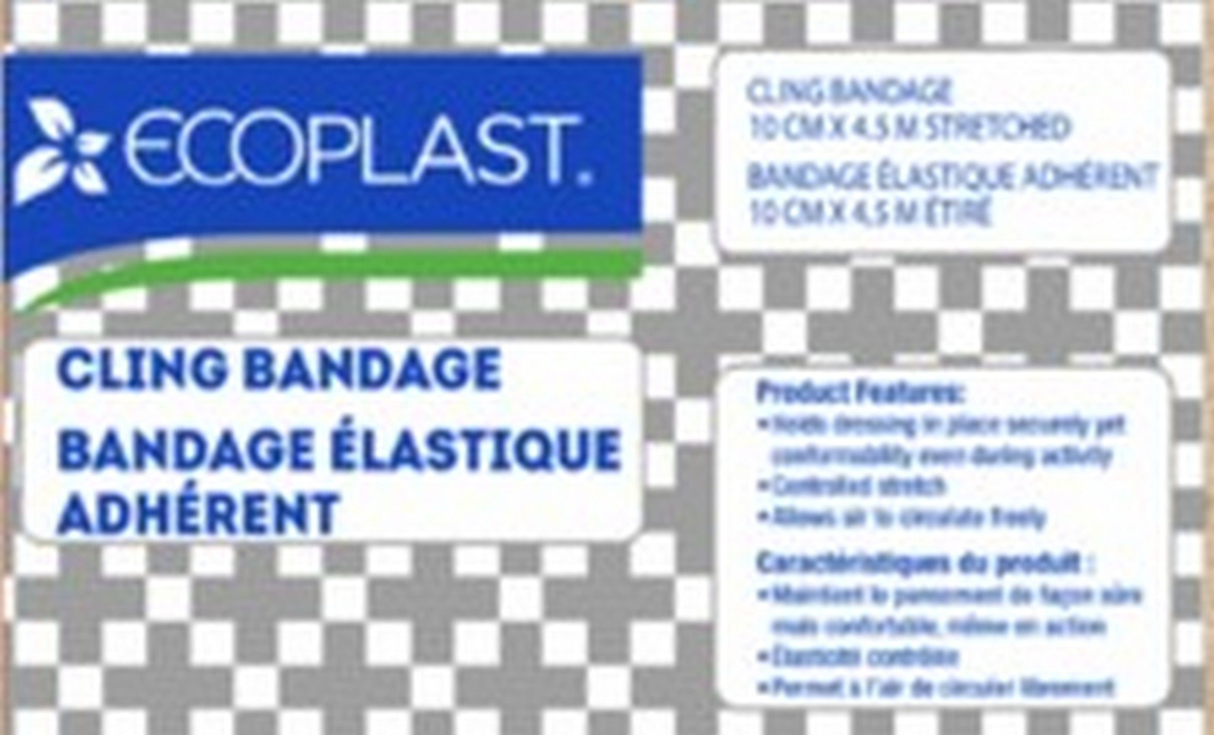 EcoPlast Elastic Self-cling Gauze Bandage 10cm x4.5m (3.9in x 15ft)