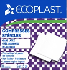 EcoPlast 10 Sterile Latex Free Pads 5x5cm (2x2in) 