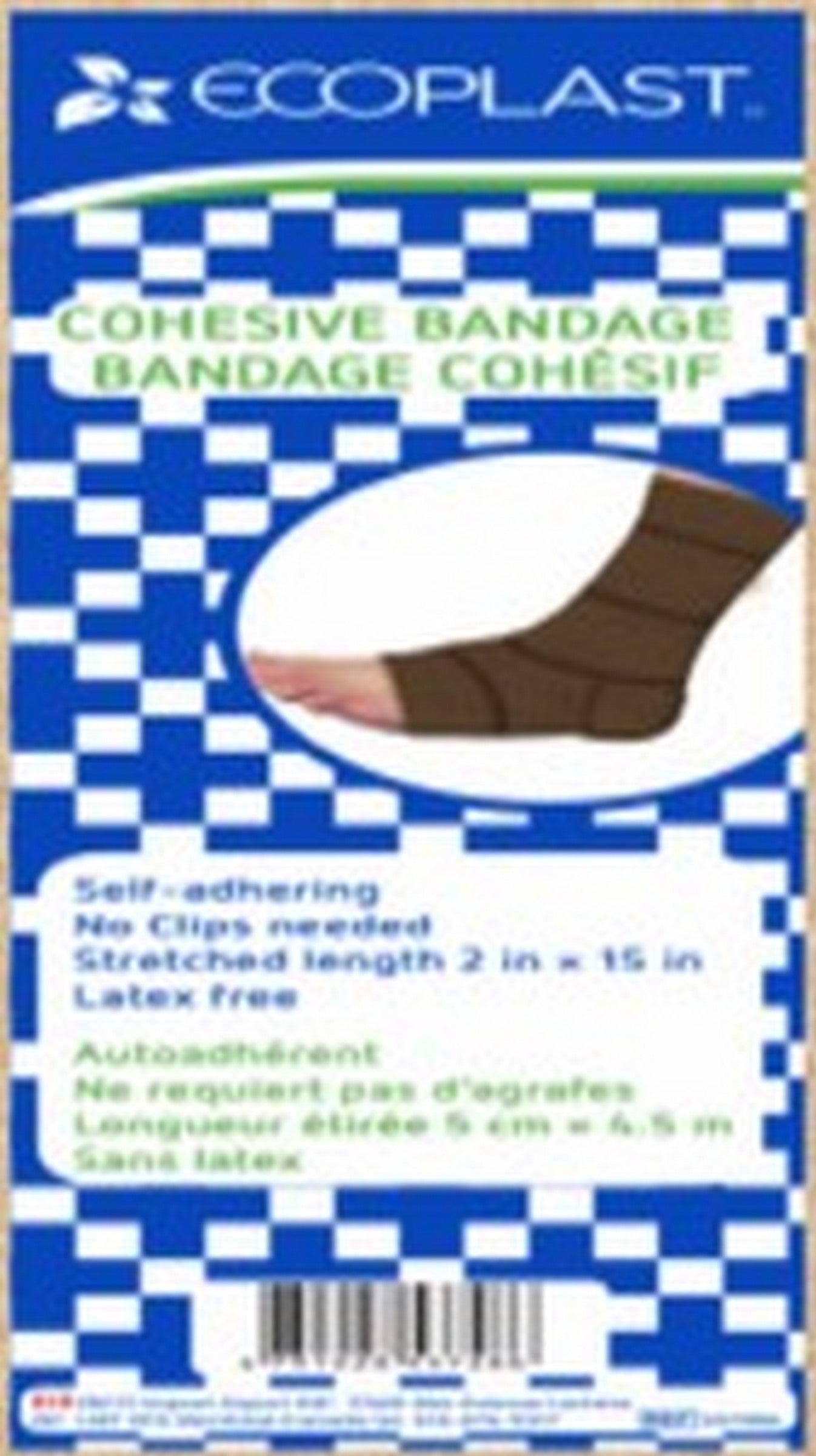 EcoPlast Cohesive Latex Free Bandage 5cm x4.5m (2in x15ft) 