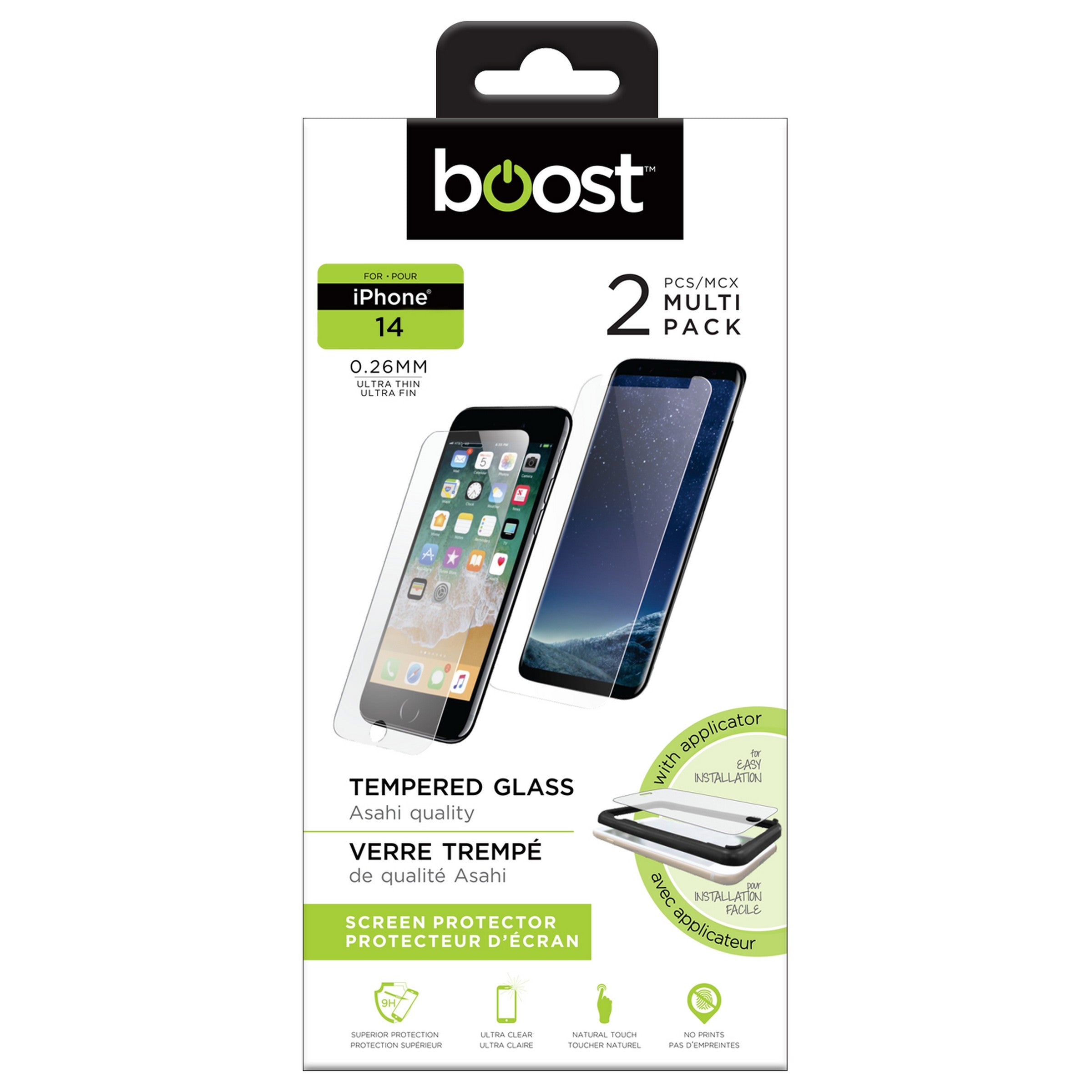 Boost 2pcs Tempered Glass Screen Protectors for iPhone 14 