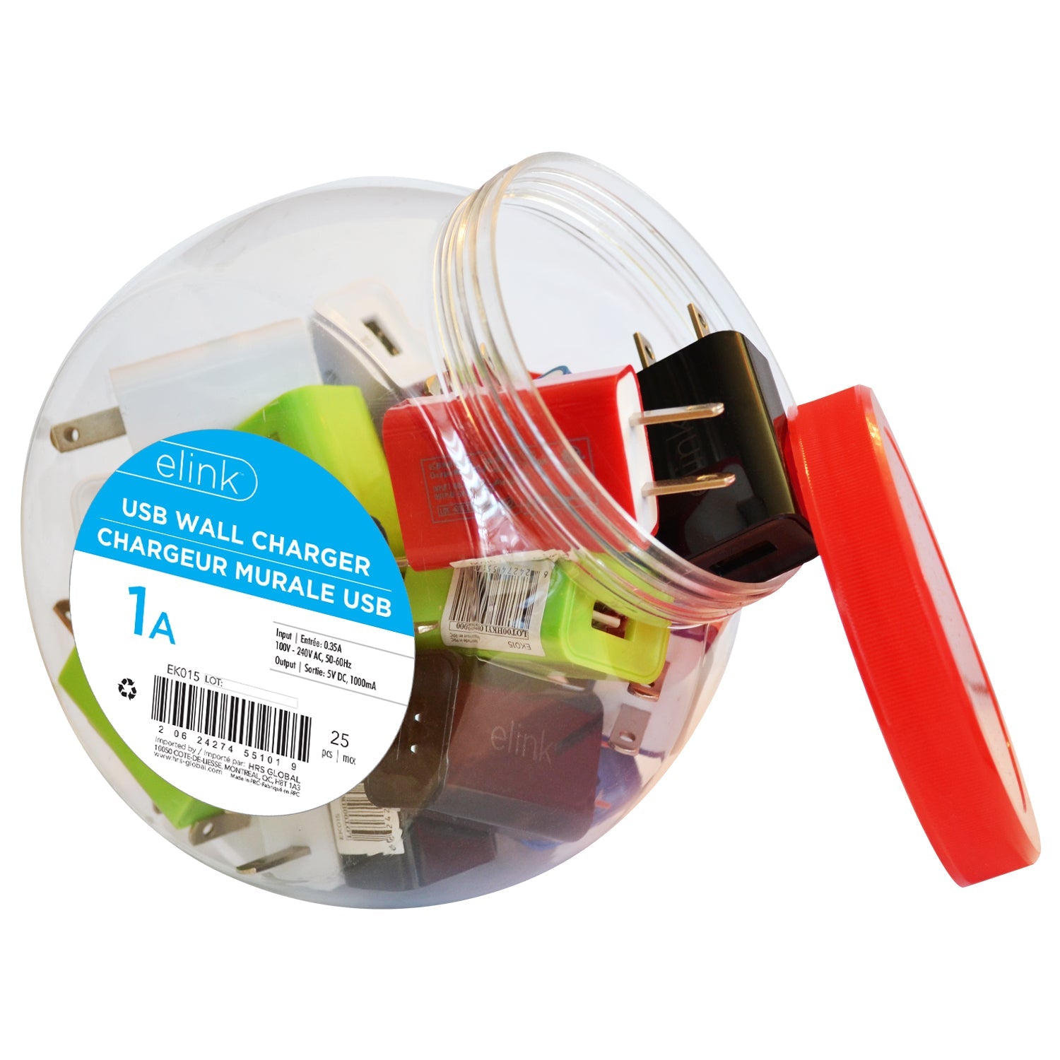 elink USB Wall Charger 1A 1.6x1.25x0.75in VRT 