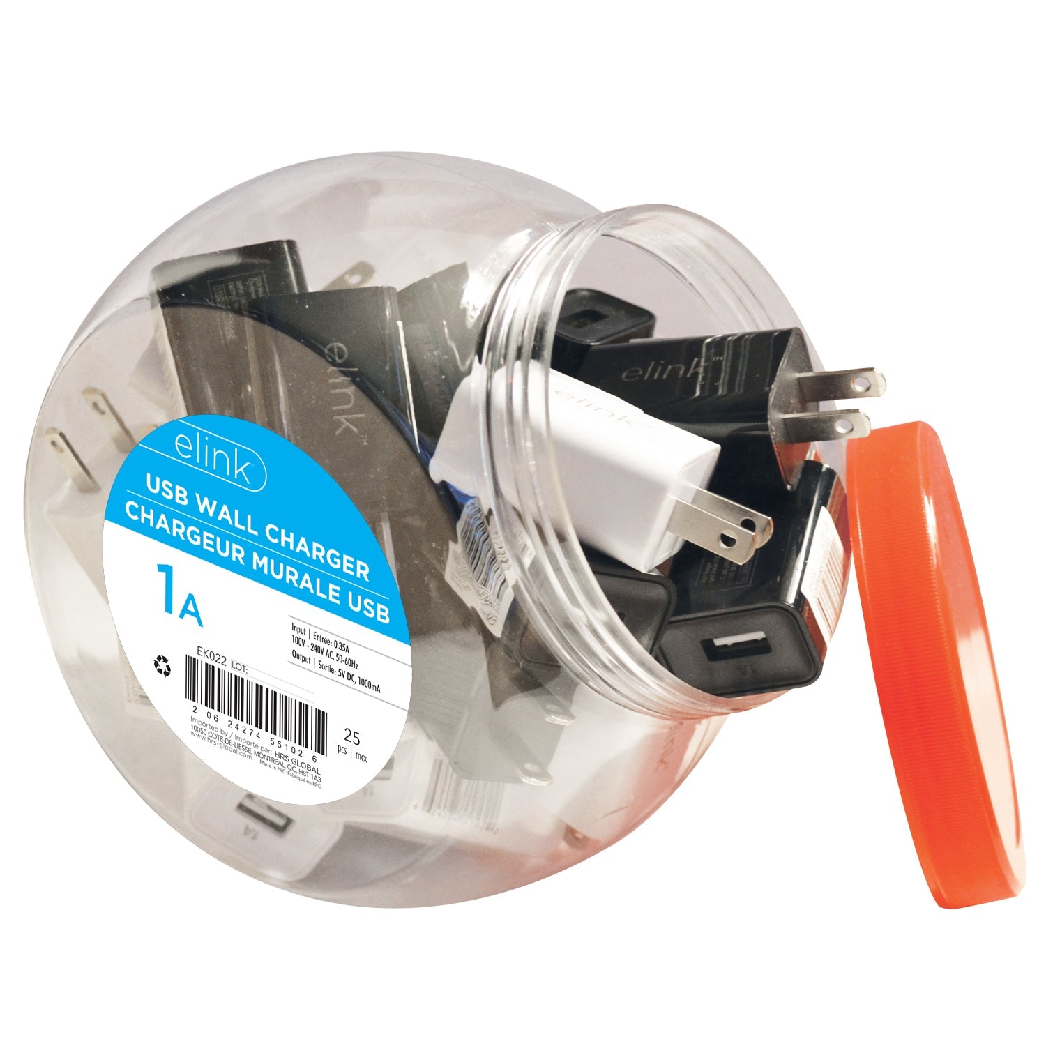 elink USB Wall Charger 1A 1.6x1.25x0.75in  VRT 