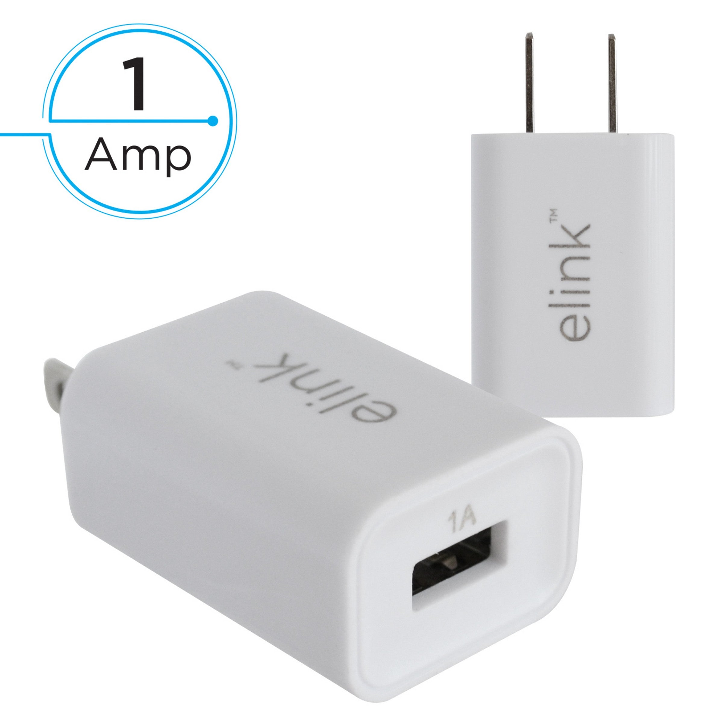 elink USB Wall Charger 1A White 1.6x1.1in