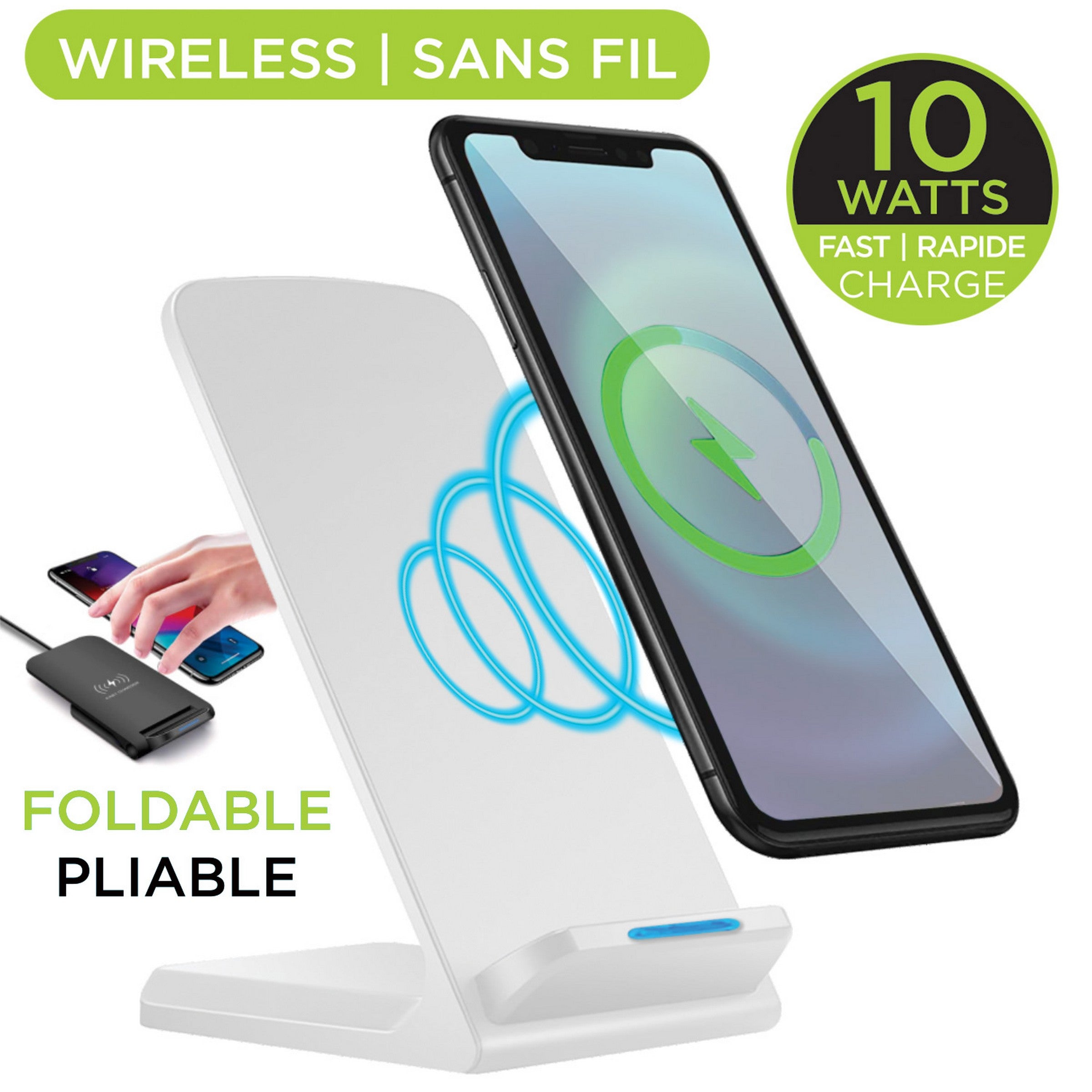 elink White Wireless Foldable Charging Stand with Led Charging Indicator 5.75in