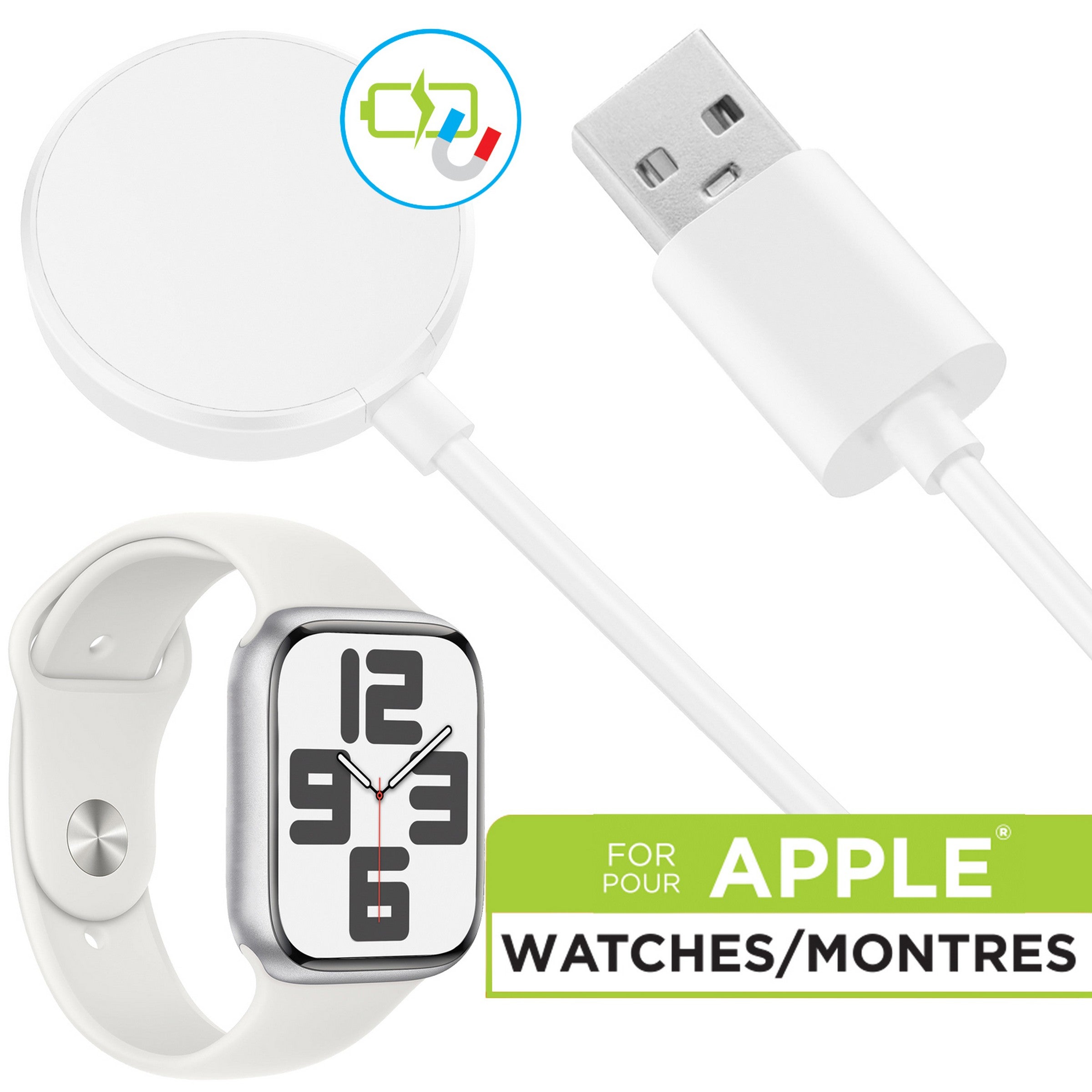 elink White Wireless Charger for Apple Watch 3.3ft cable