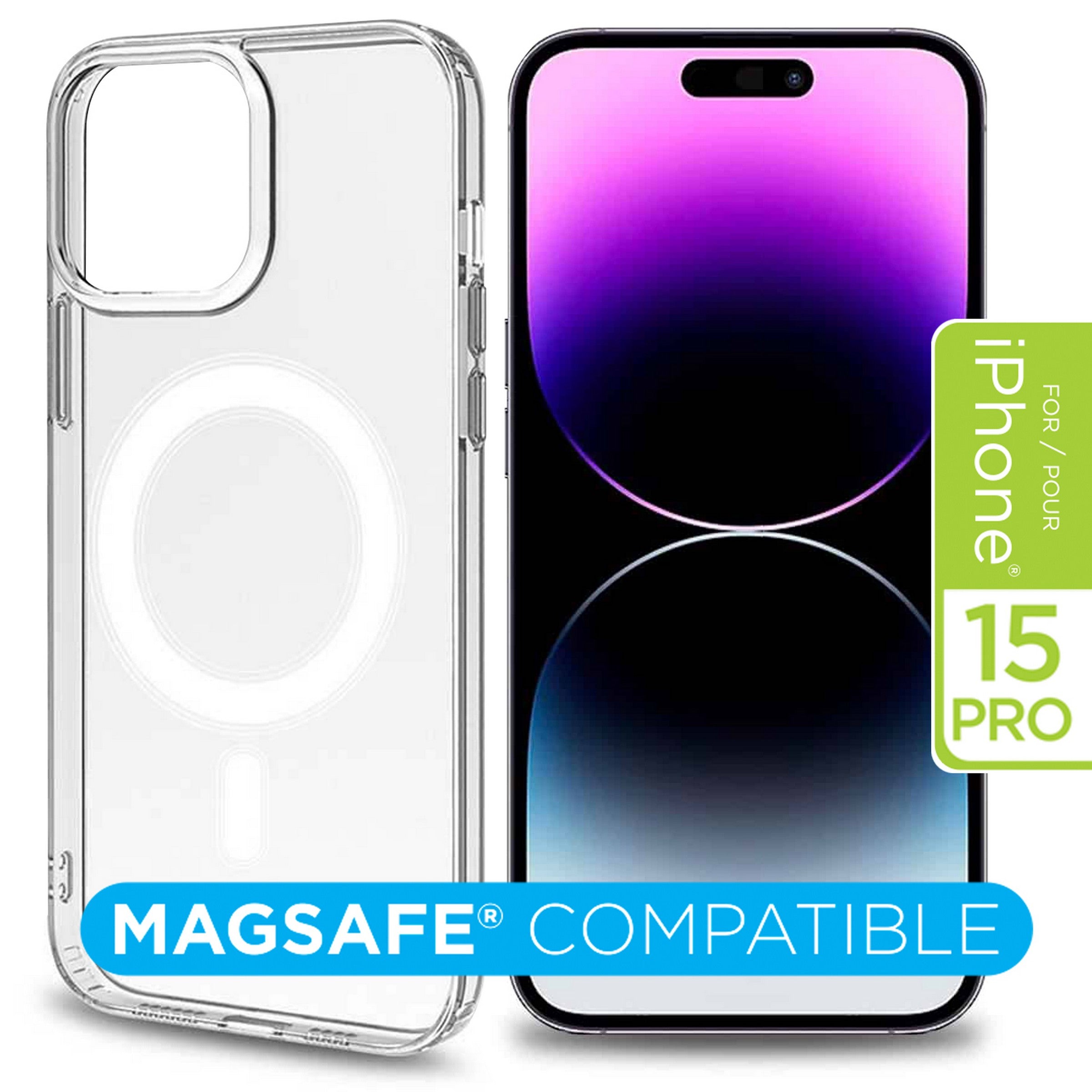 elink Magnetic Phone Case for iPhone 15 Pro - Clear 