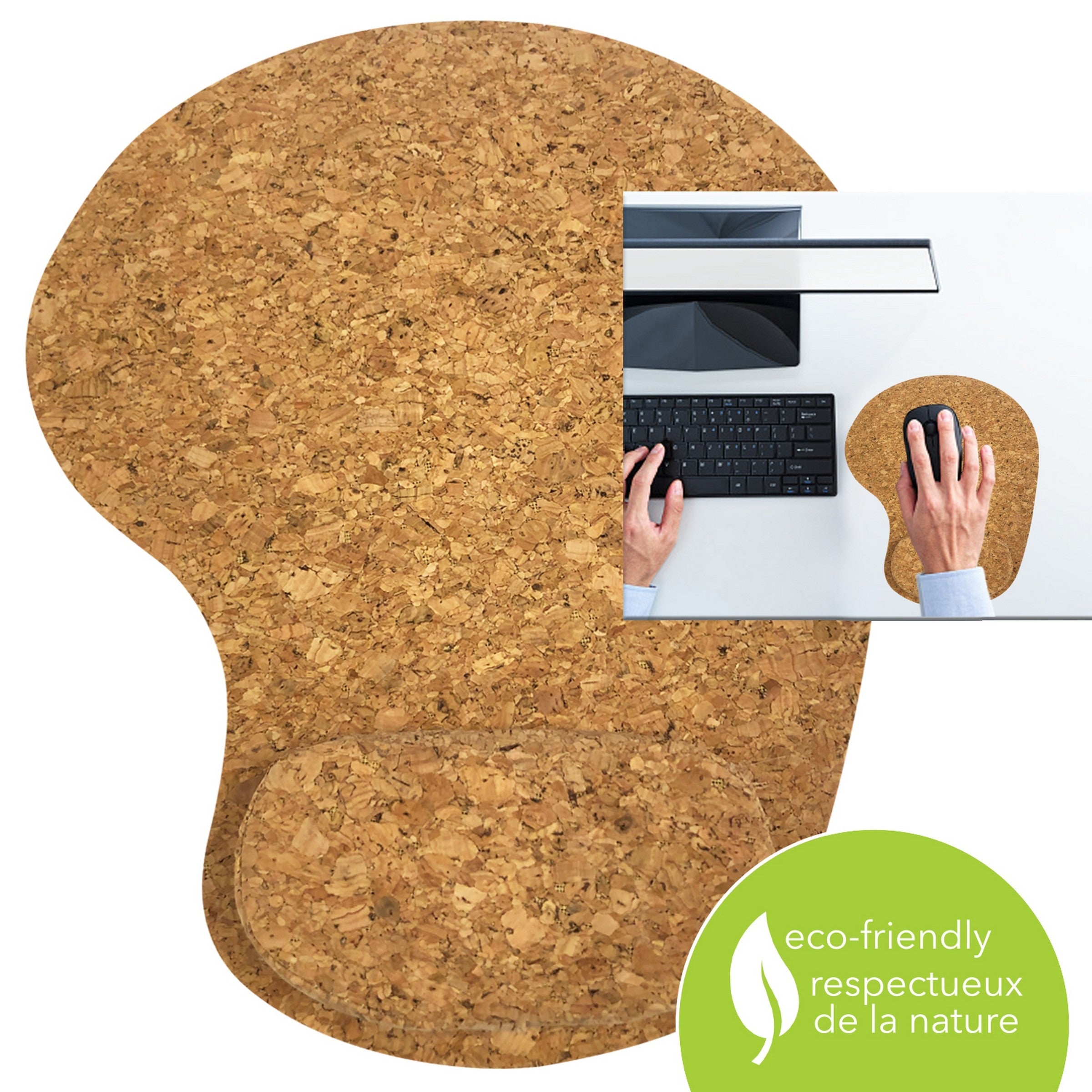 elink Cork Mouse Pad with Wrist Rest Support 9.6x8.1in
