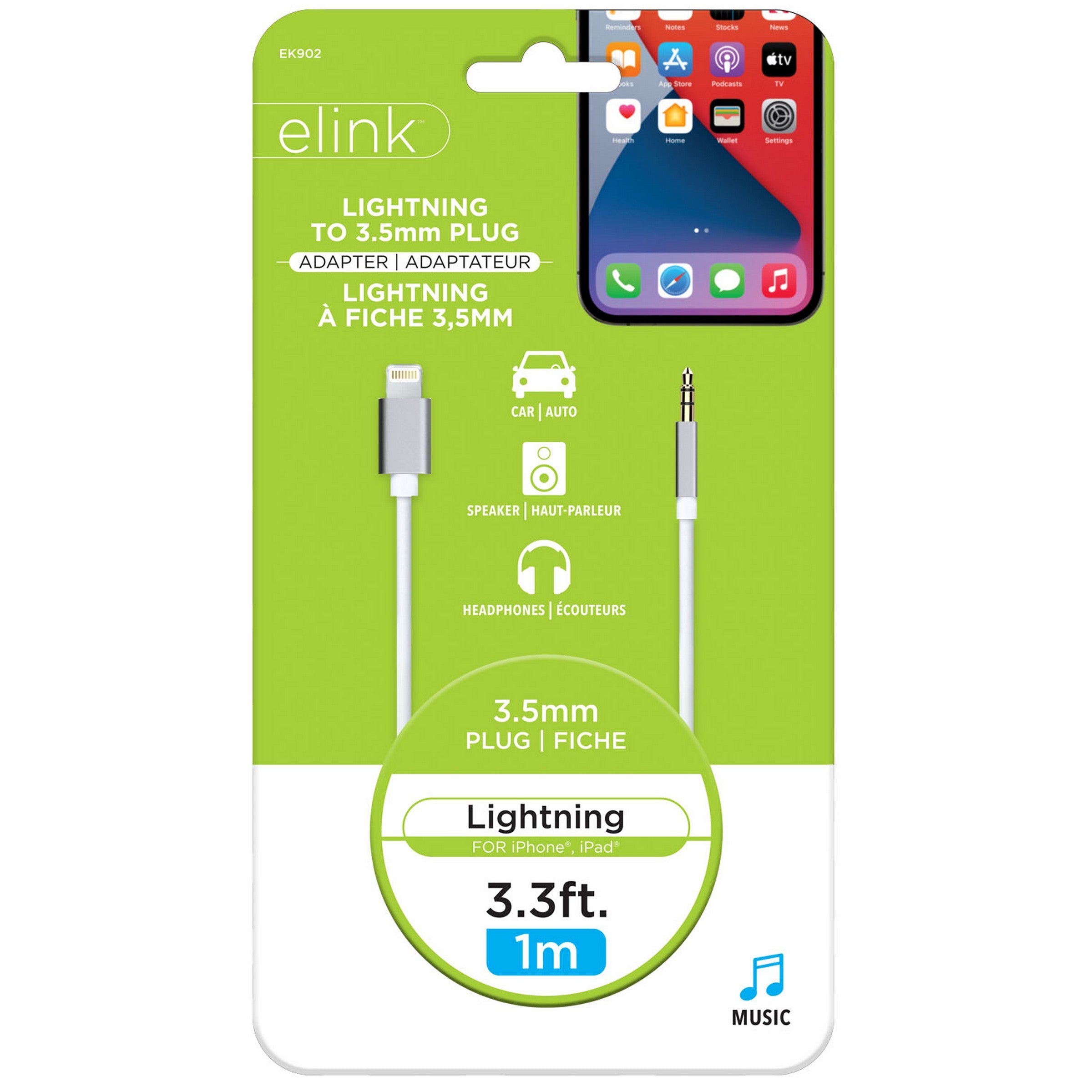 elink Lightning to 3.5mm Plug Adapter 3.3ft (1m) 