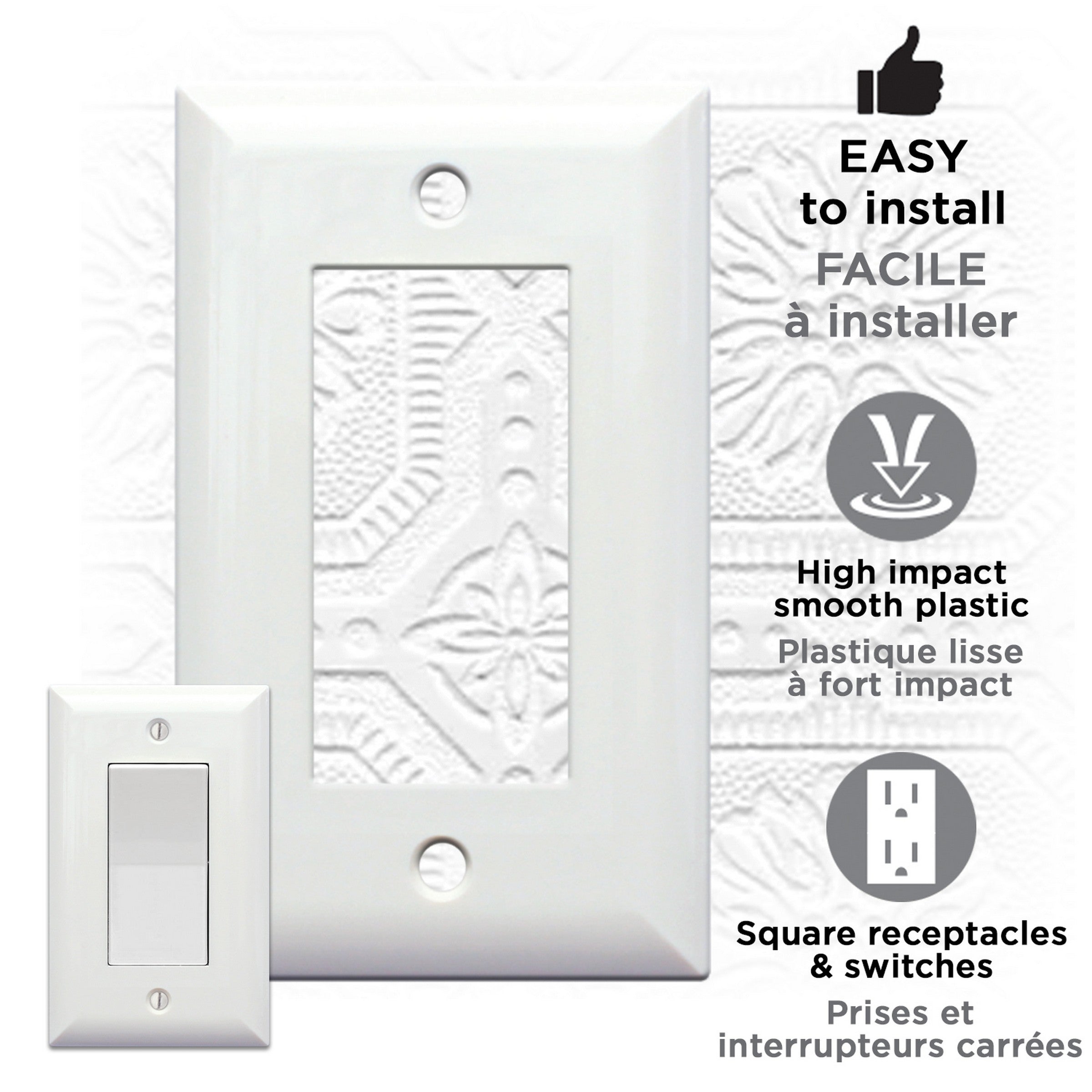 elink Decorative Wall Plate - White Plastic 2.75x4.5in