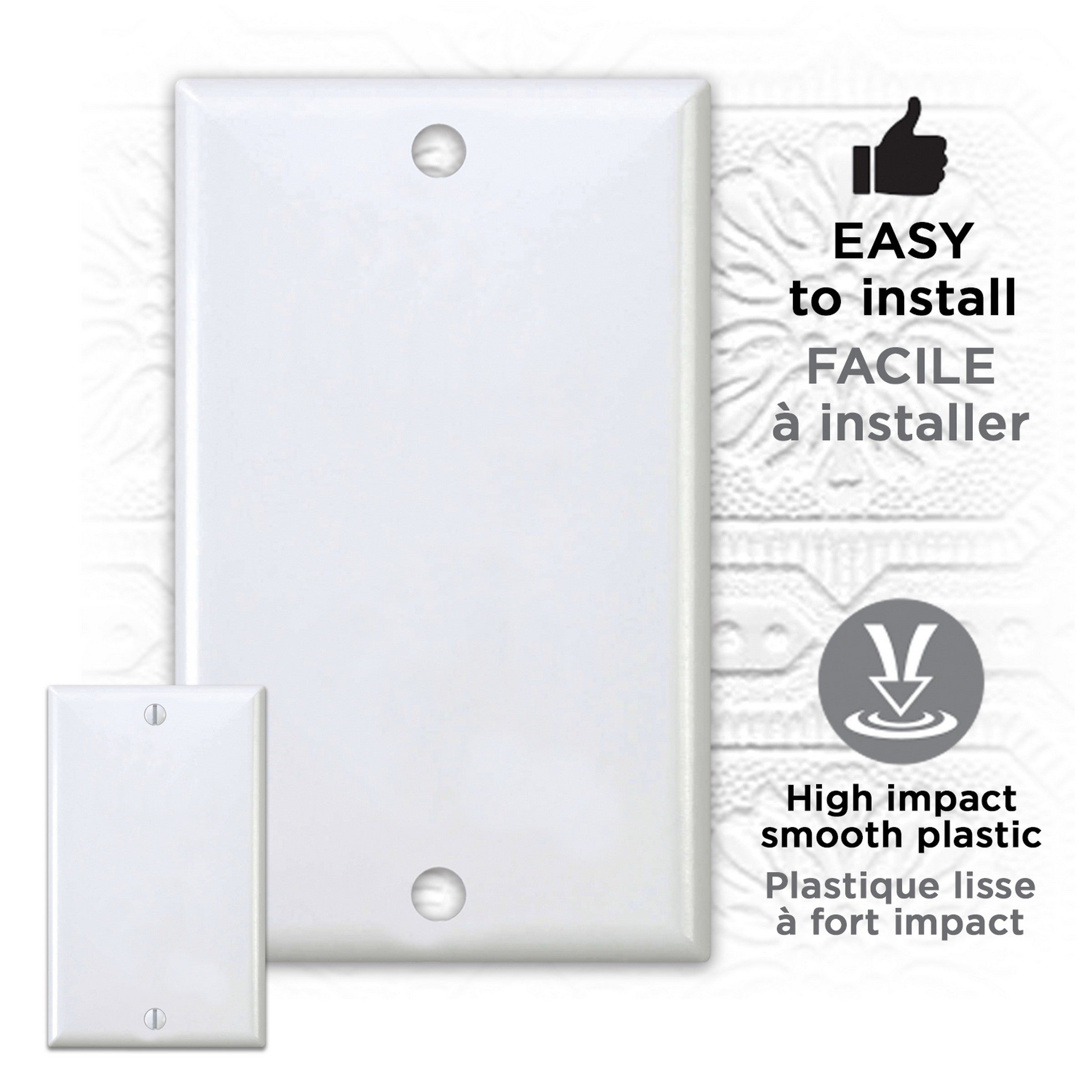 elink Blank Wall Plate - White Plastic 2.75x4.5in   Each Sold Separately