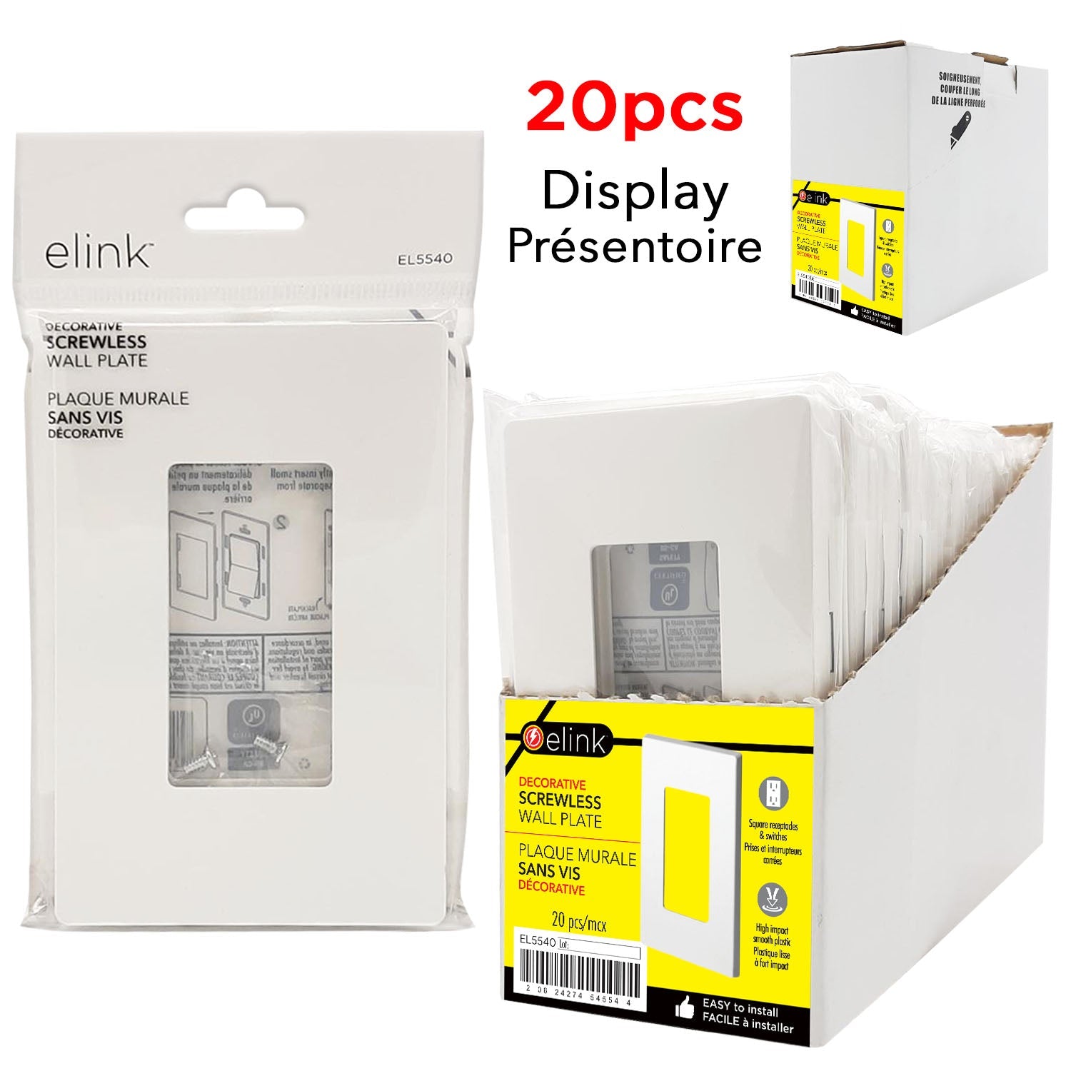 elink Decorative Screwless Wall Plate 3.1x4.8in - Each Sold Separately 