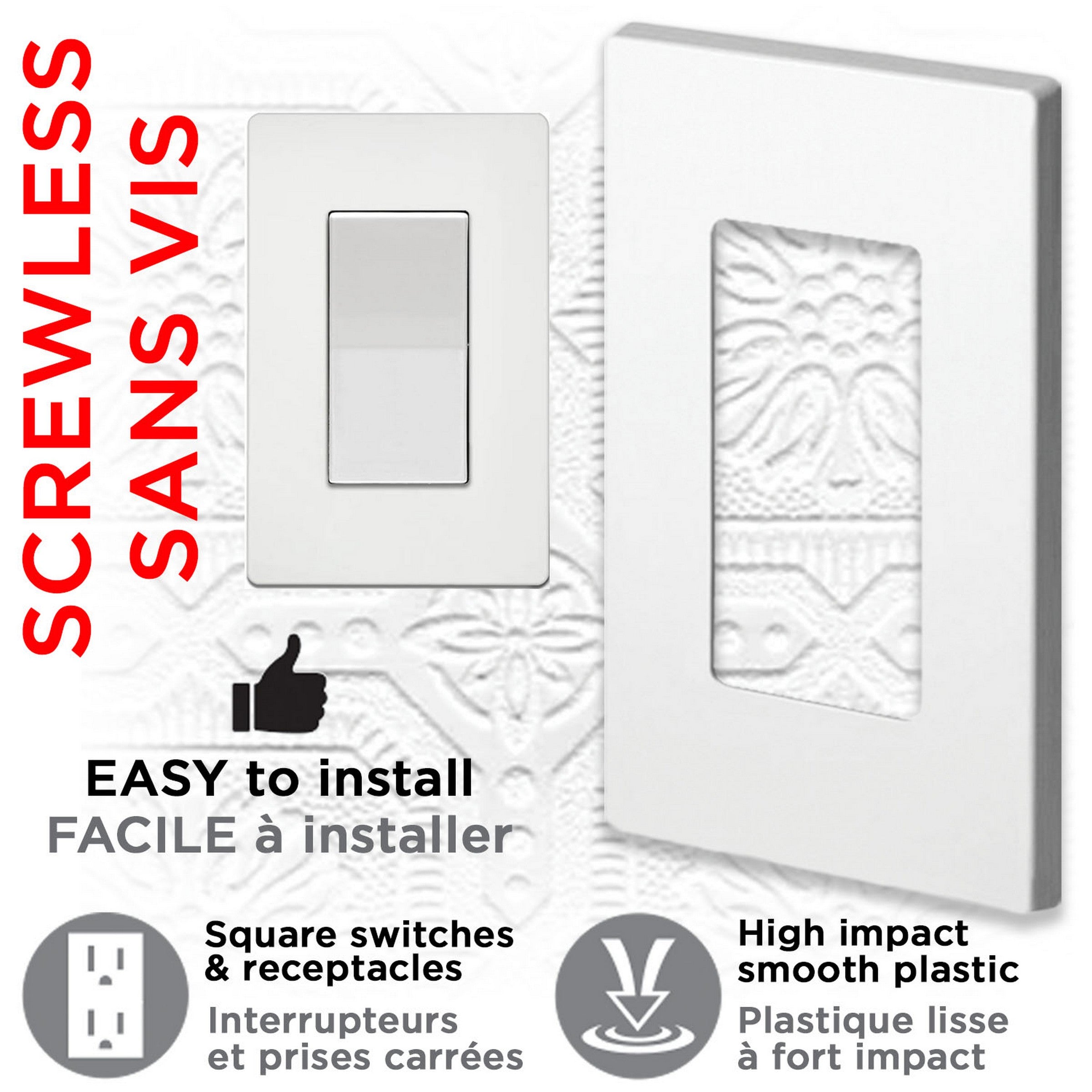 elink Decorative Screwless Wall Plate 3.1x4.8in - Each Sold Separately
